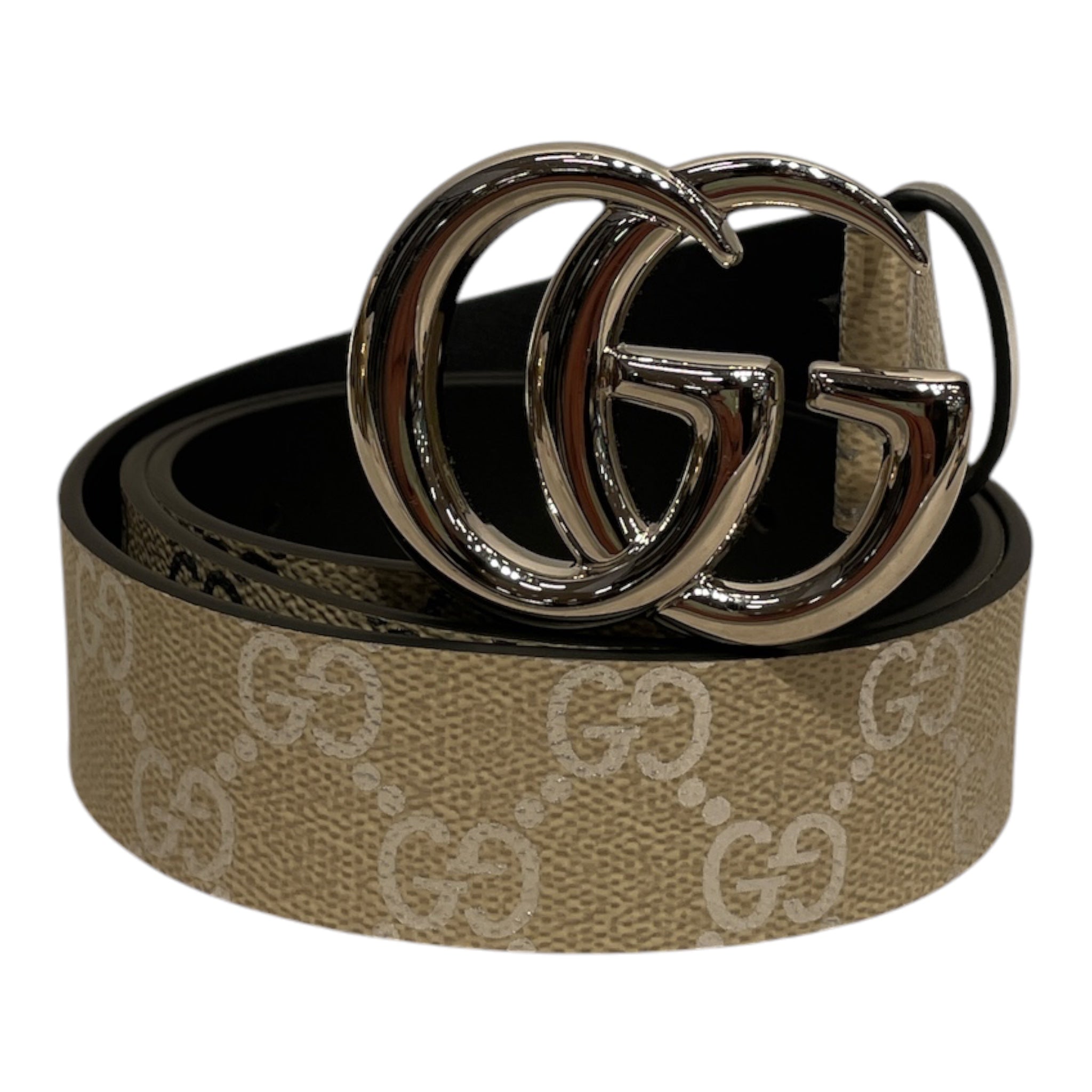 GUCCI/Belt/Monogram/Leather/BEG/L's/34 METALLIC MONOGRAM view 1