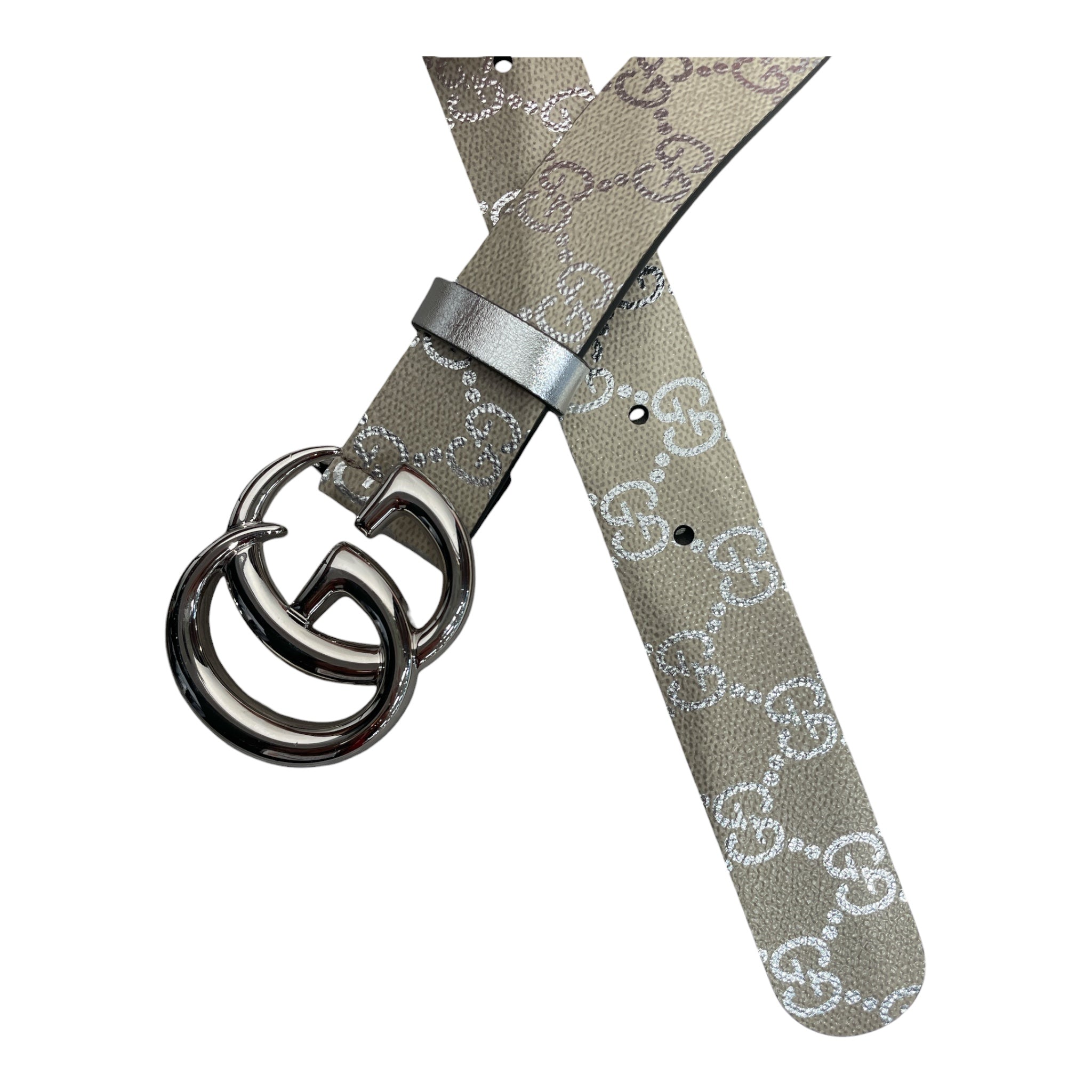 GUCCI/Belt/Monogram/Leather/BEG/L's/34 METALLIC MONOGRAM view 2