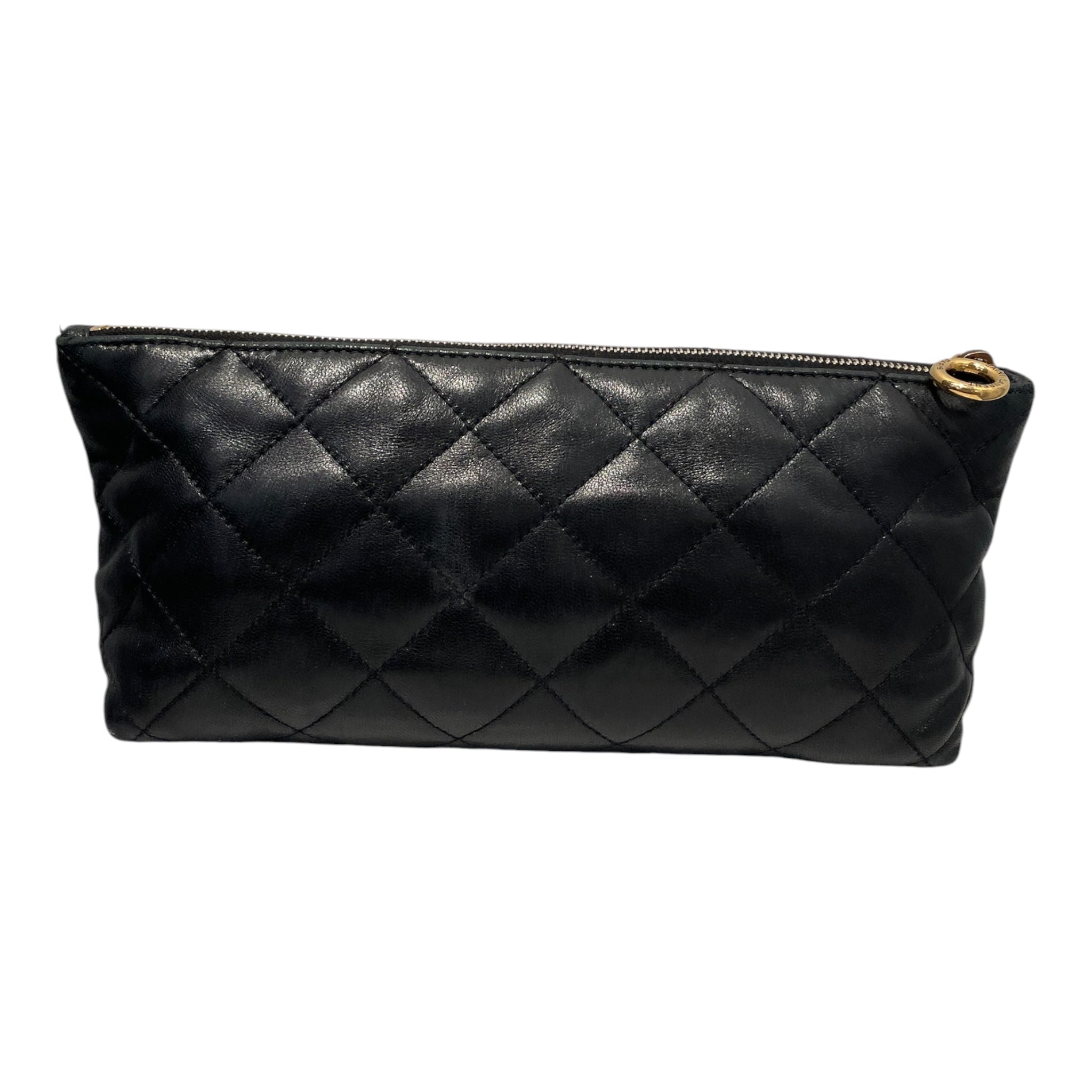 SAINT LAURENT/Clutch Bag/Leather/BLK/quilted leather view 2