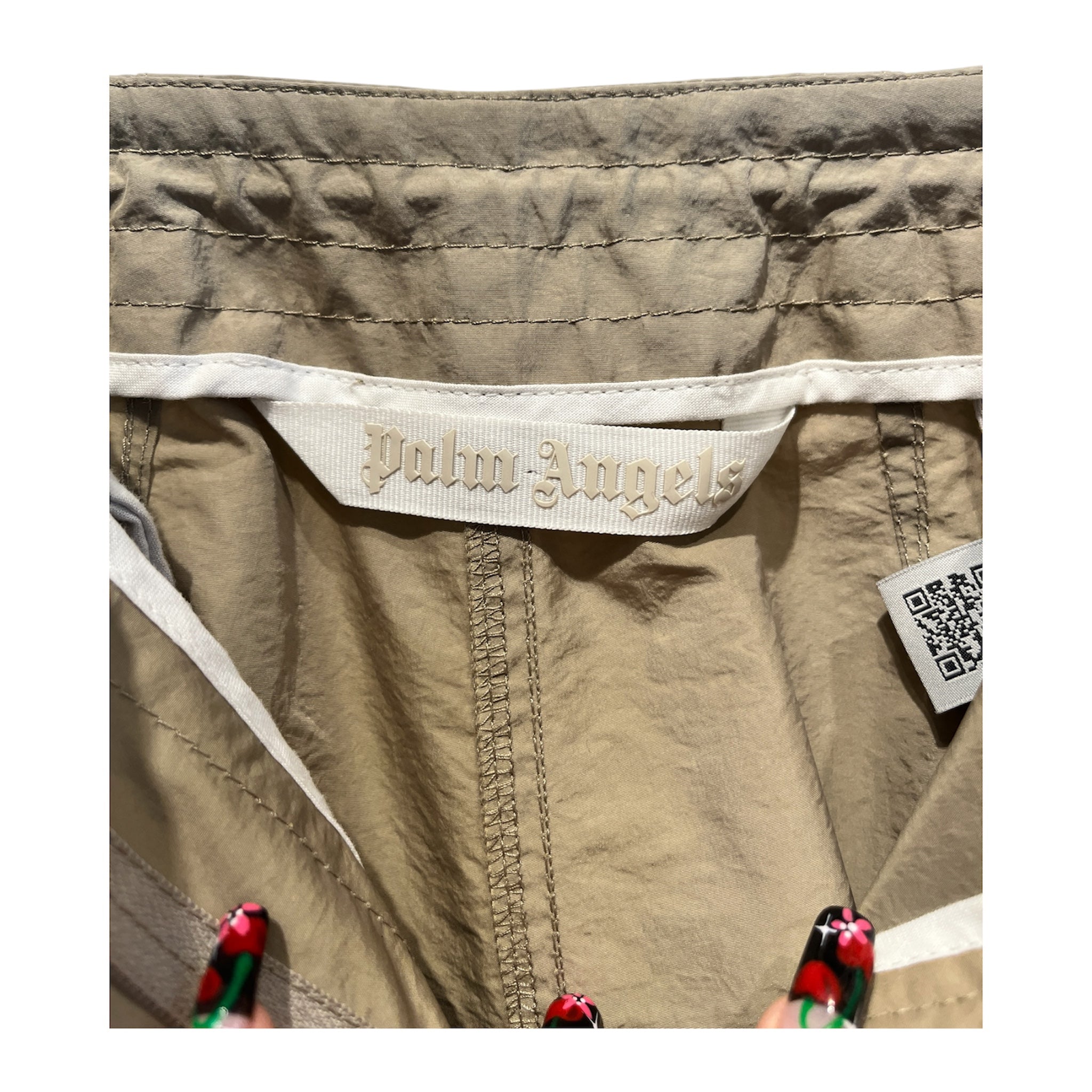 Palm Angels/Wide Leg Pants/36/Polyester/BEG/cargo/cinch bottom view 3
