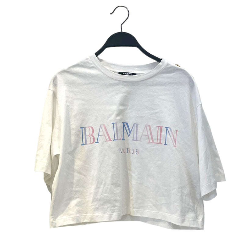BALMAIN/T-Shirt/XS/Graphic/Cotton/WHT/