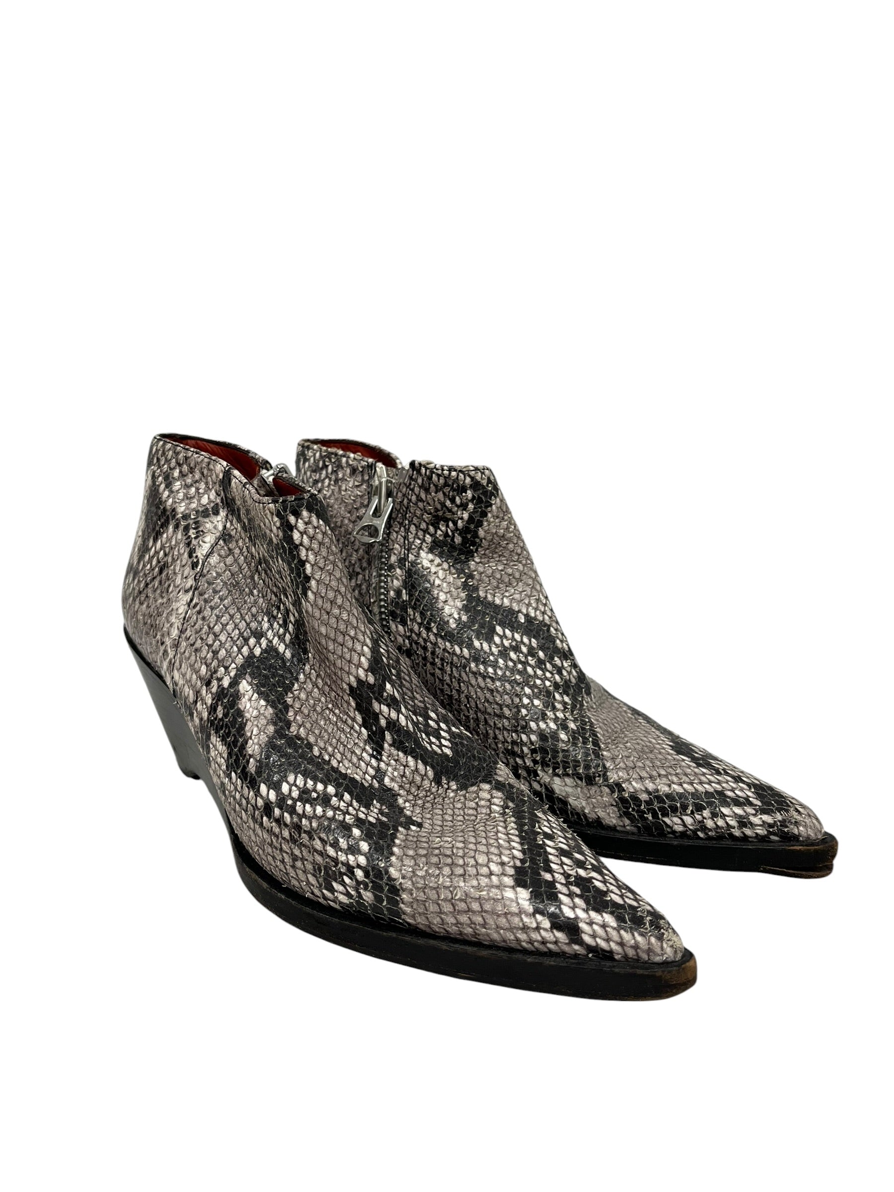 Acne Studios/Booties/EU 39/Animal Pattern/Leather/GRY/snake skin booties view 1