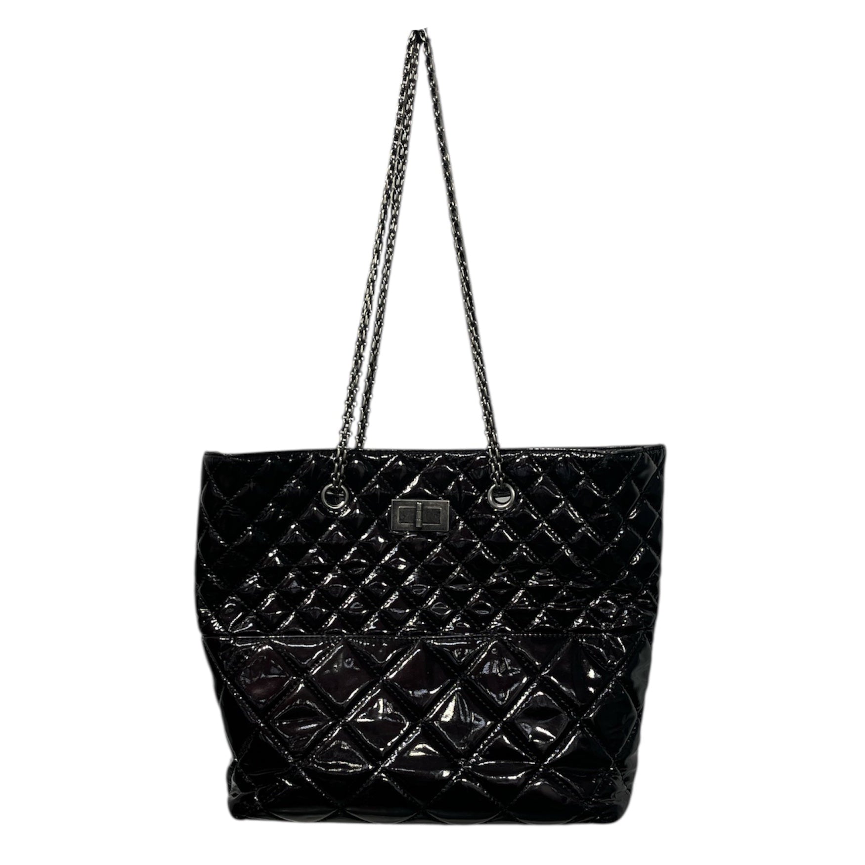 CHANEL/Tote Bag/Leather/BLK/PATENT LEATHER SILVER HARDWARE view 1