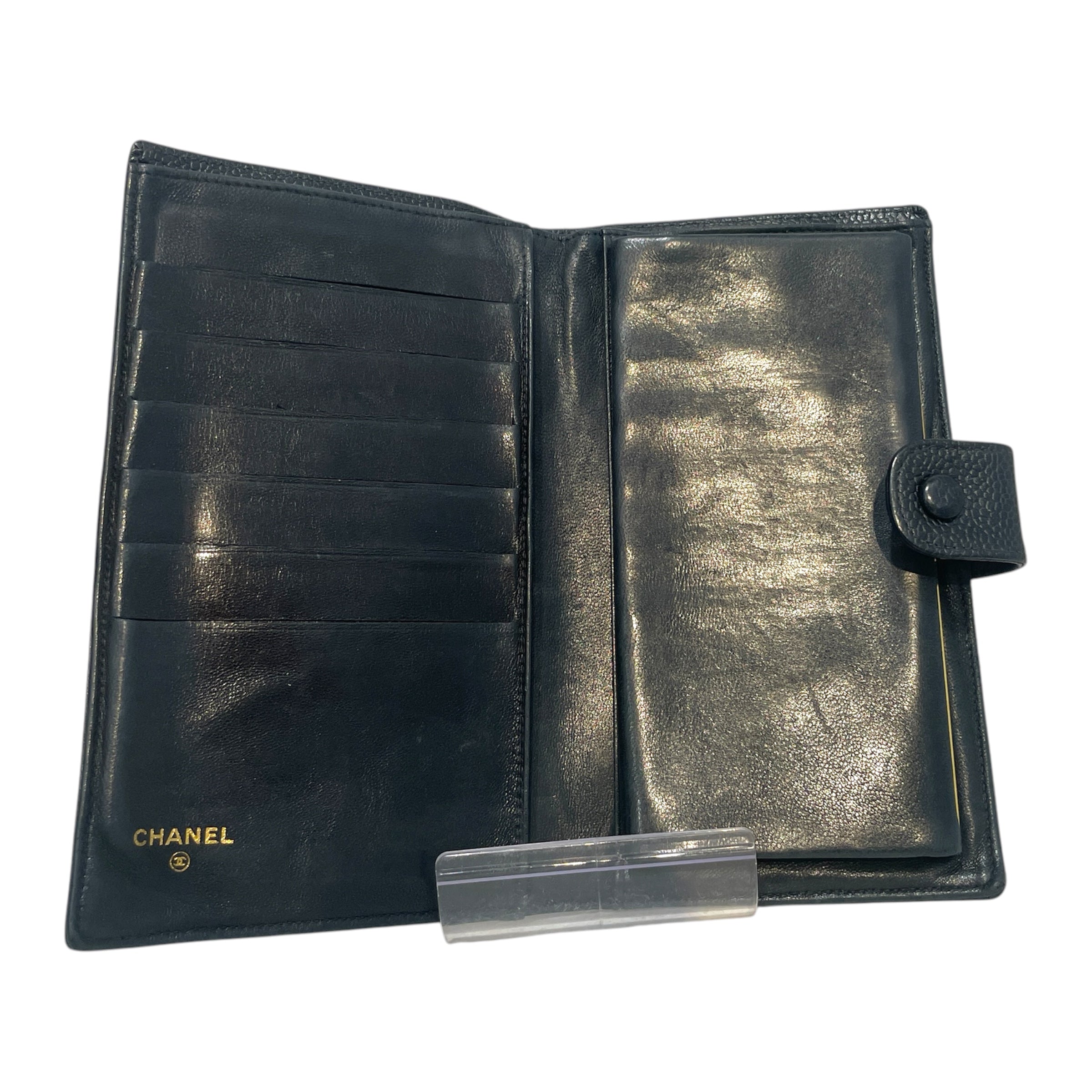 CHANEL/Long Wallet/Leather/BLK/French Purse Wallet view 3