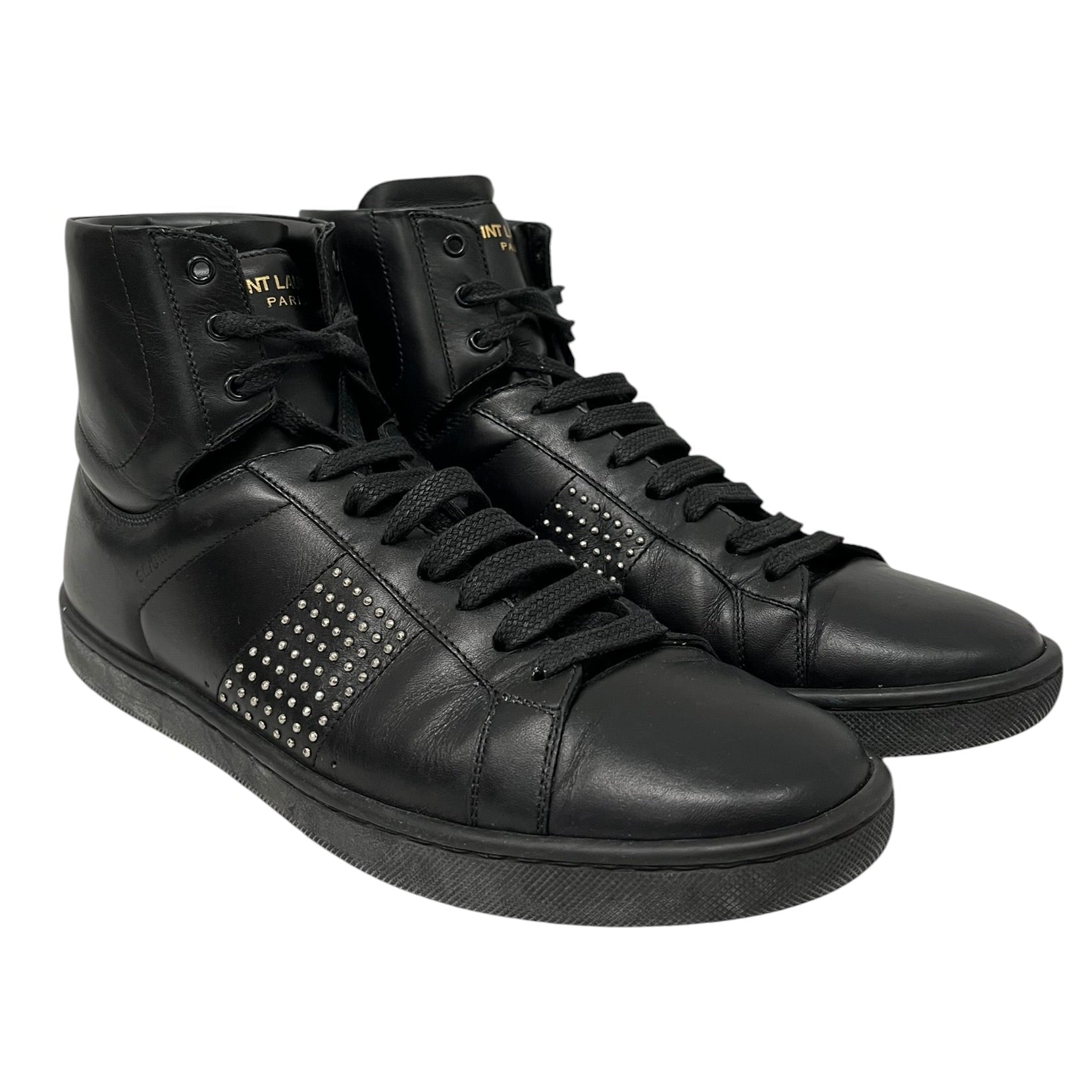 SAINT LAURENT/Hi-Sneakers/US 7/Leather/BLK/SMALL STUD SIDES view 1