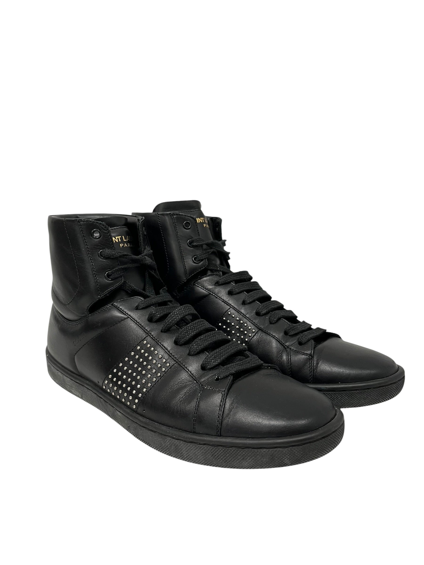 SAINT LAURENT/Hi-Sneakers/US 7/Leather/BLK/SMALL STUD SIDES view 1