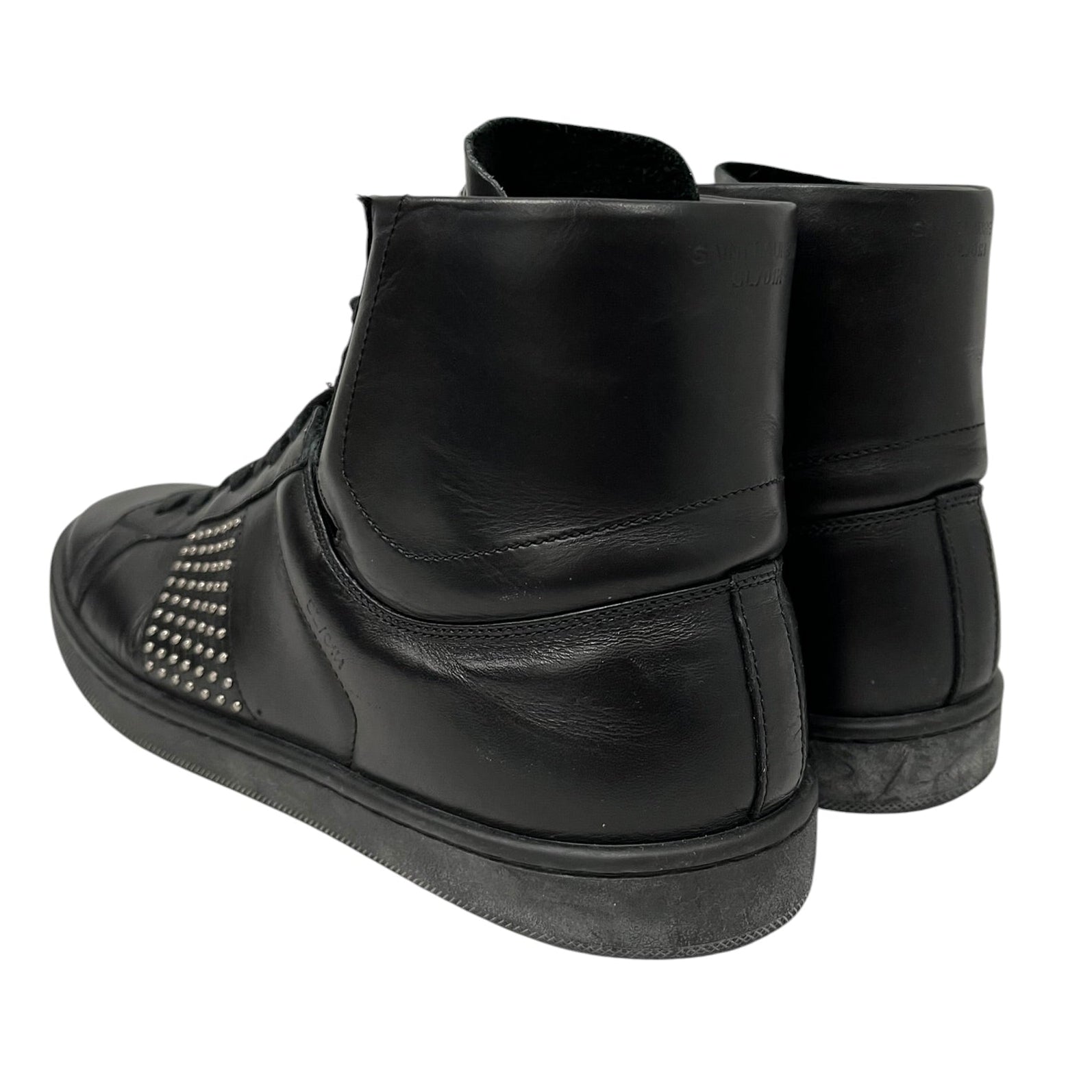 SAINT LAURENT/Hi-Sneakers/US 7/Leather/BLK/SMALL STUD SIDES view 2