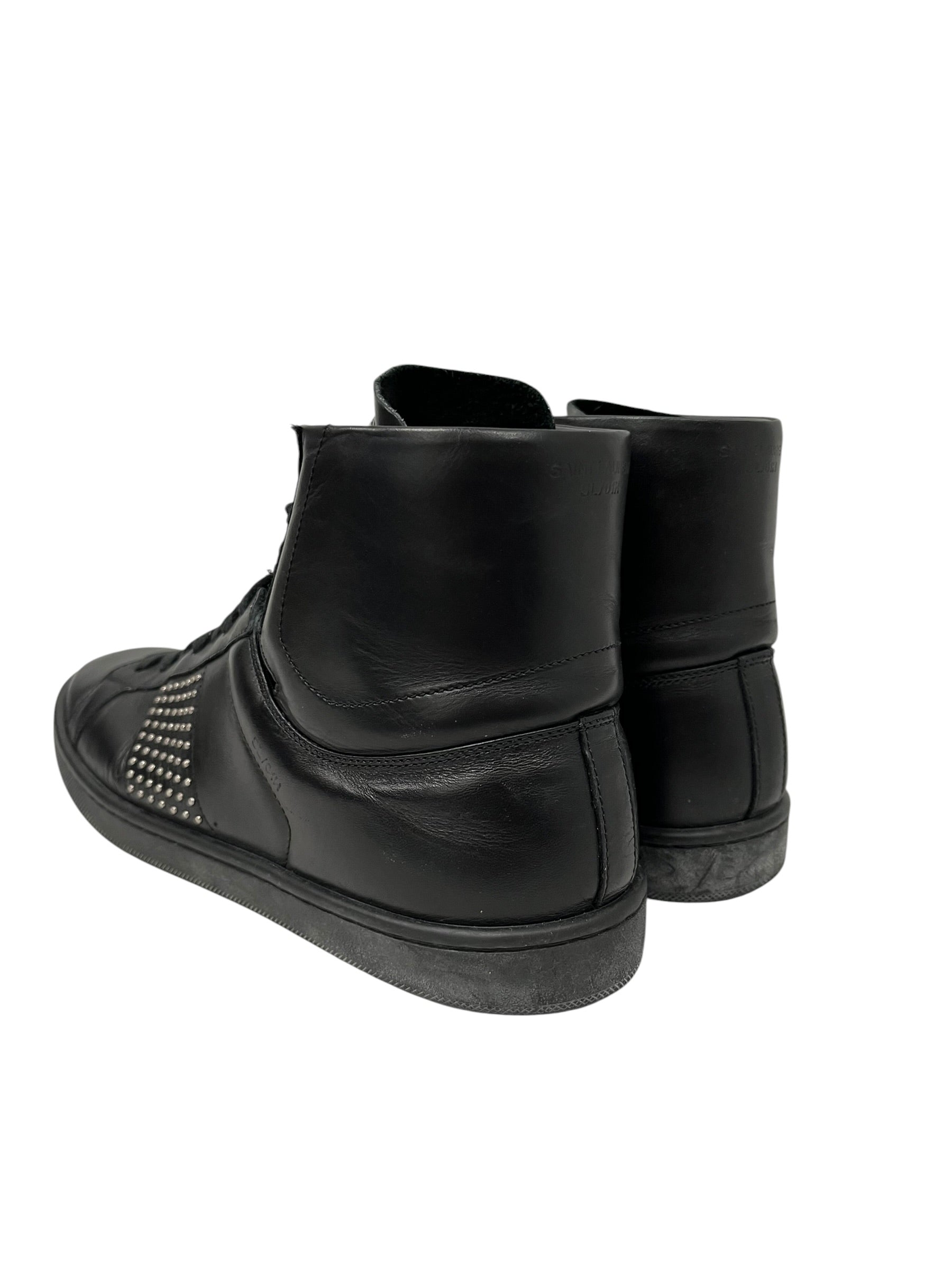 SAINT LAURENT/Hi-Sneakers/US 7/Leather/BLK/SMALL STUD SIDES view 2