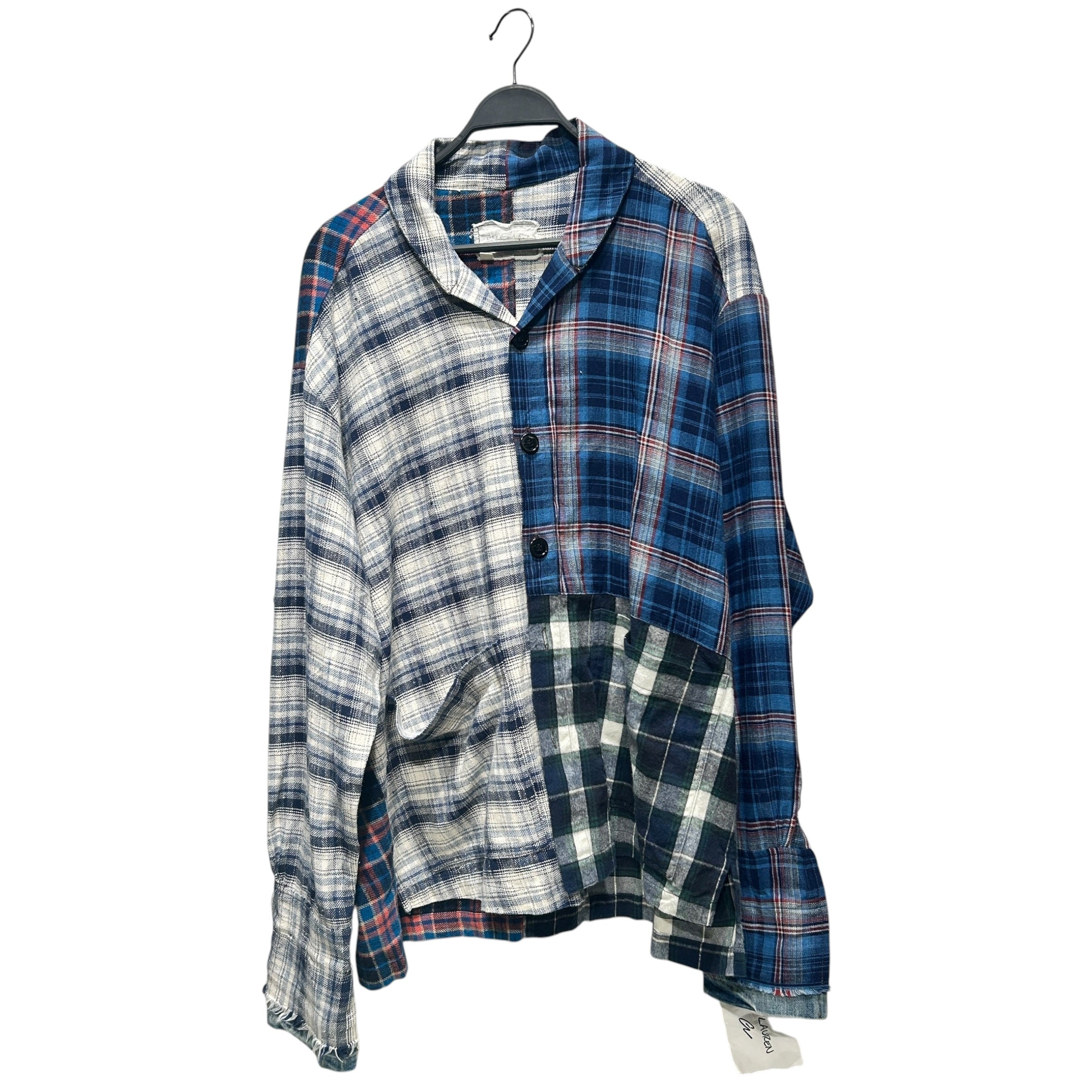 GREG LAUREN/Flannel Shirt/4/Cotton/BLU/Plaid/Patchwork Flannel view 1