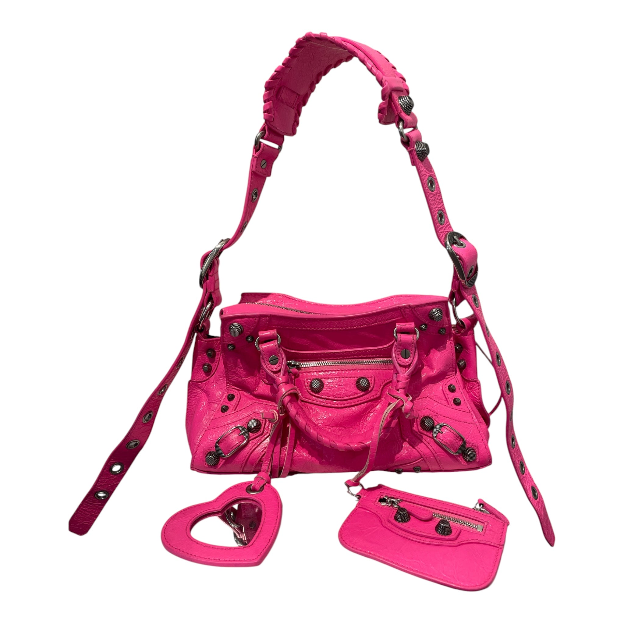 BALENCIAGA/Cross Body Bag/Leather/PNK/neo cagole hot pink view 1