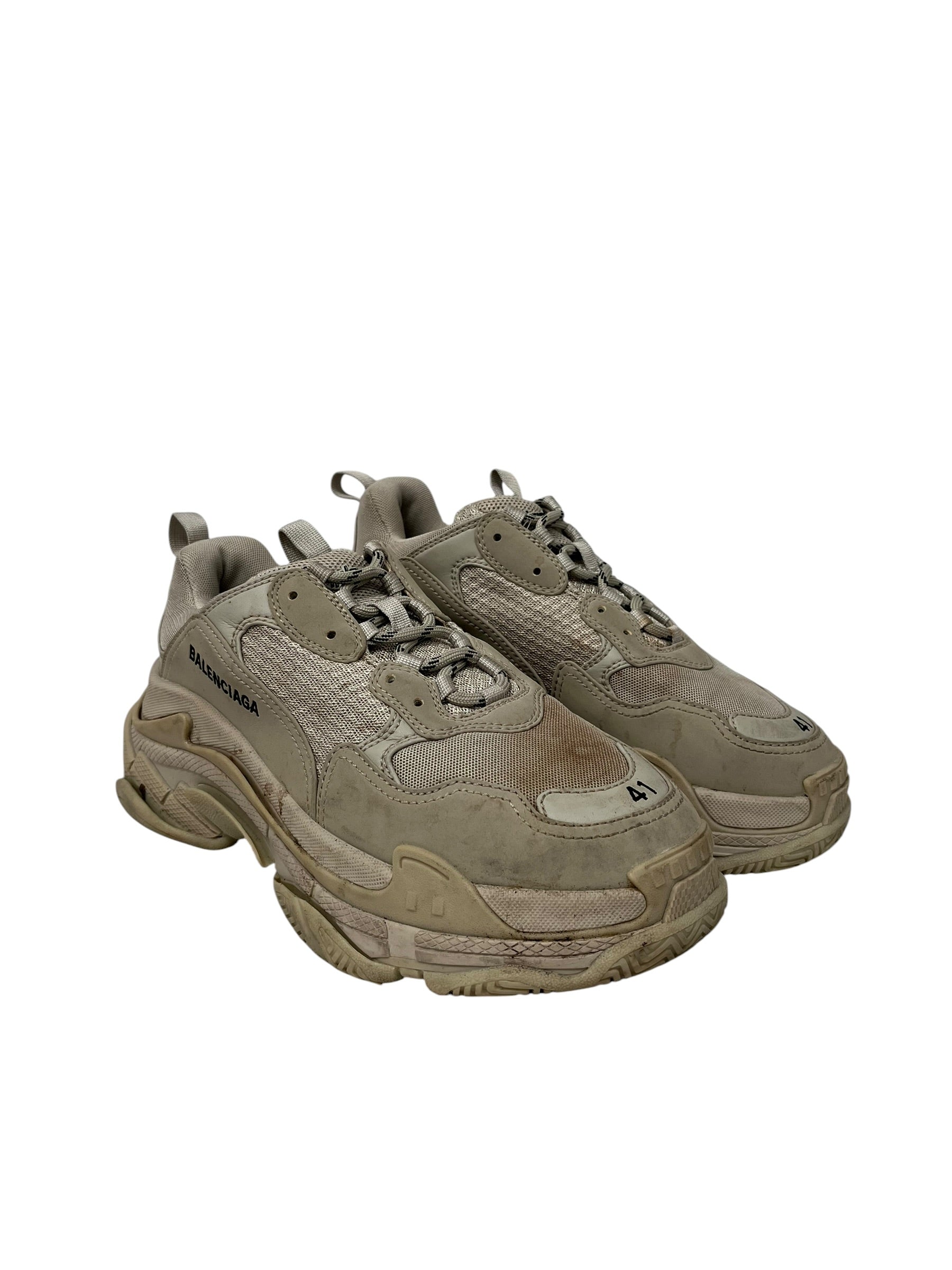 BALENCIAGA/Low-Sneakers/US 11/Polyester/CRM/Chunky Heel/TRIPLE S FULL COLOR BEIGE view 1