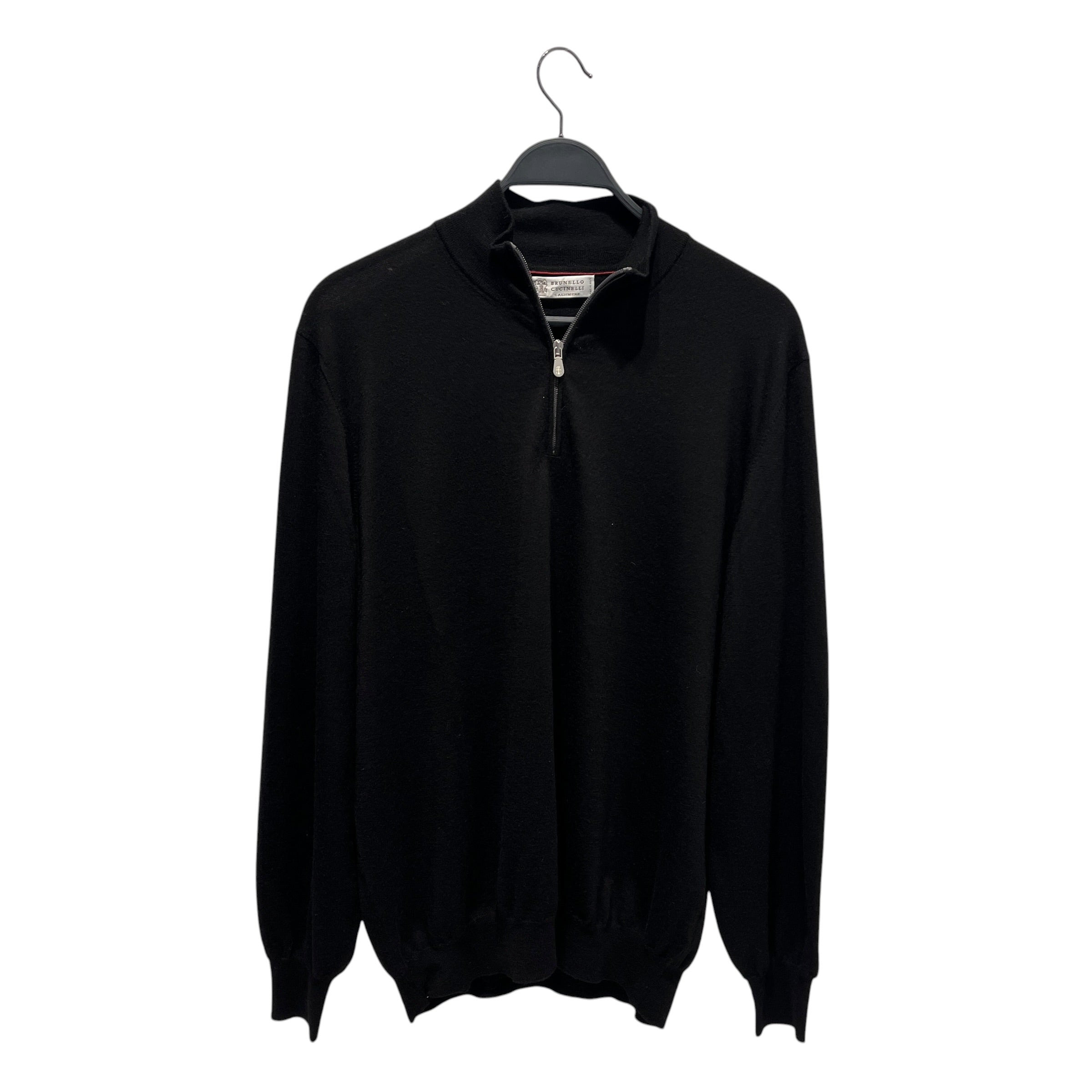 BRUNELLO CUCINELLI/Sweatshirt/XXL/Cashmere/BLK/Pullover/Black Cashmere Quarter Zip SLV view 1