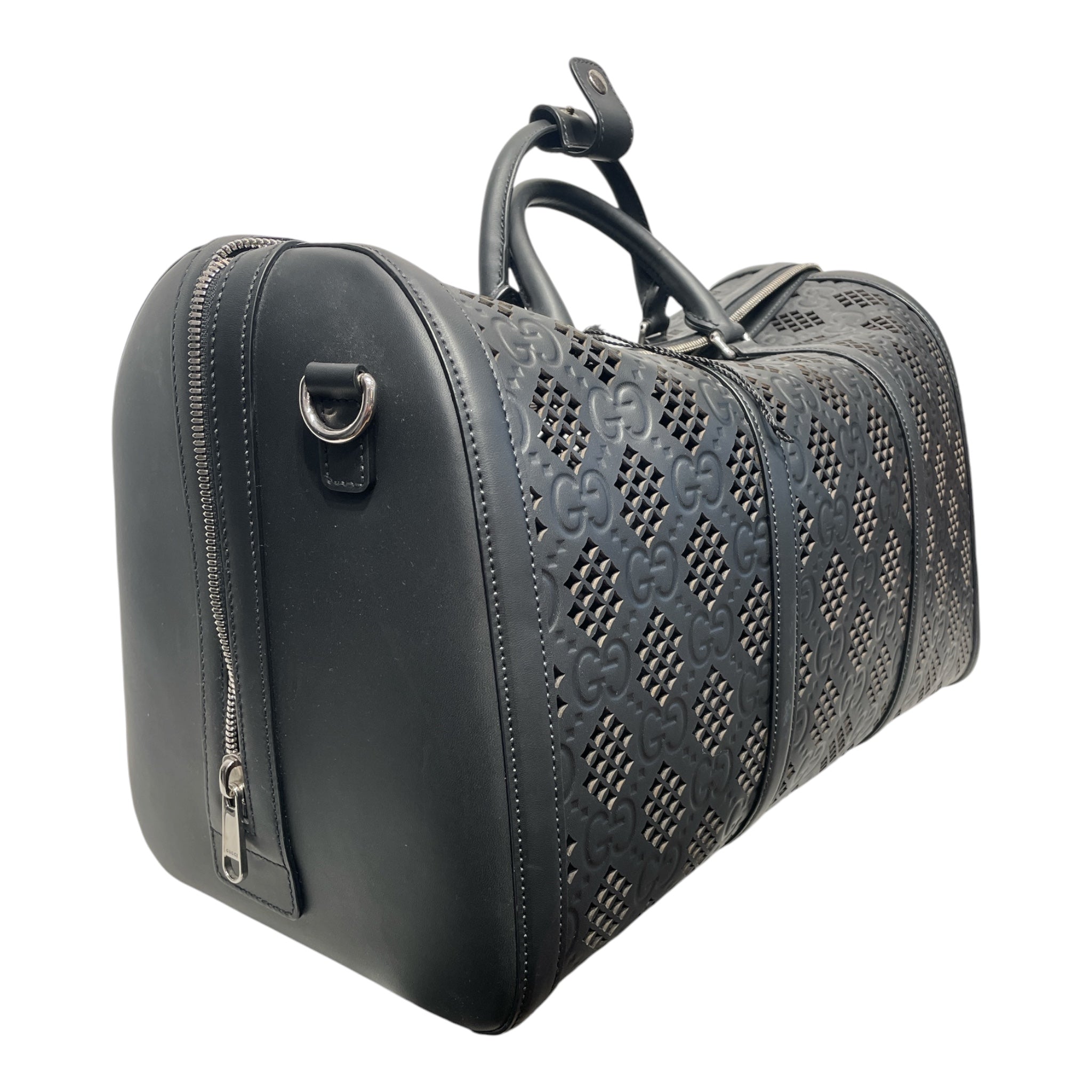 GUCCI/Boston Bag/Leather/BLK/Cut Out Weekender GG Bag view 4