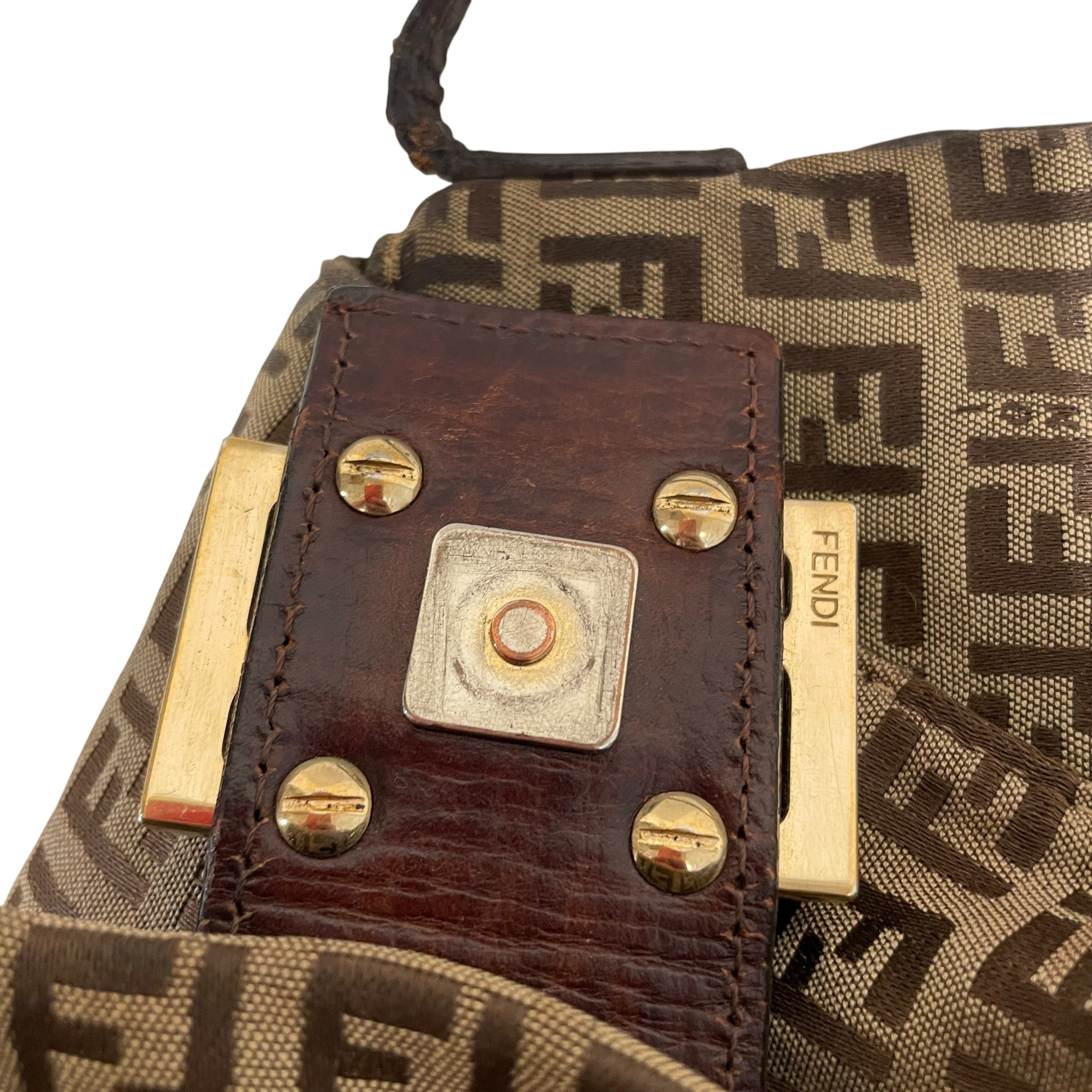FENDI/Cross Body Bag/Monogram/Cotton/BEG/Zuchino FF Logo view 7