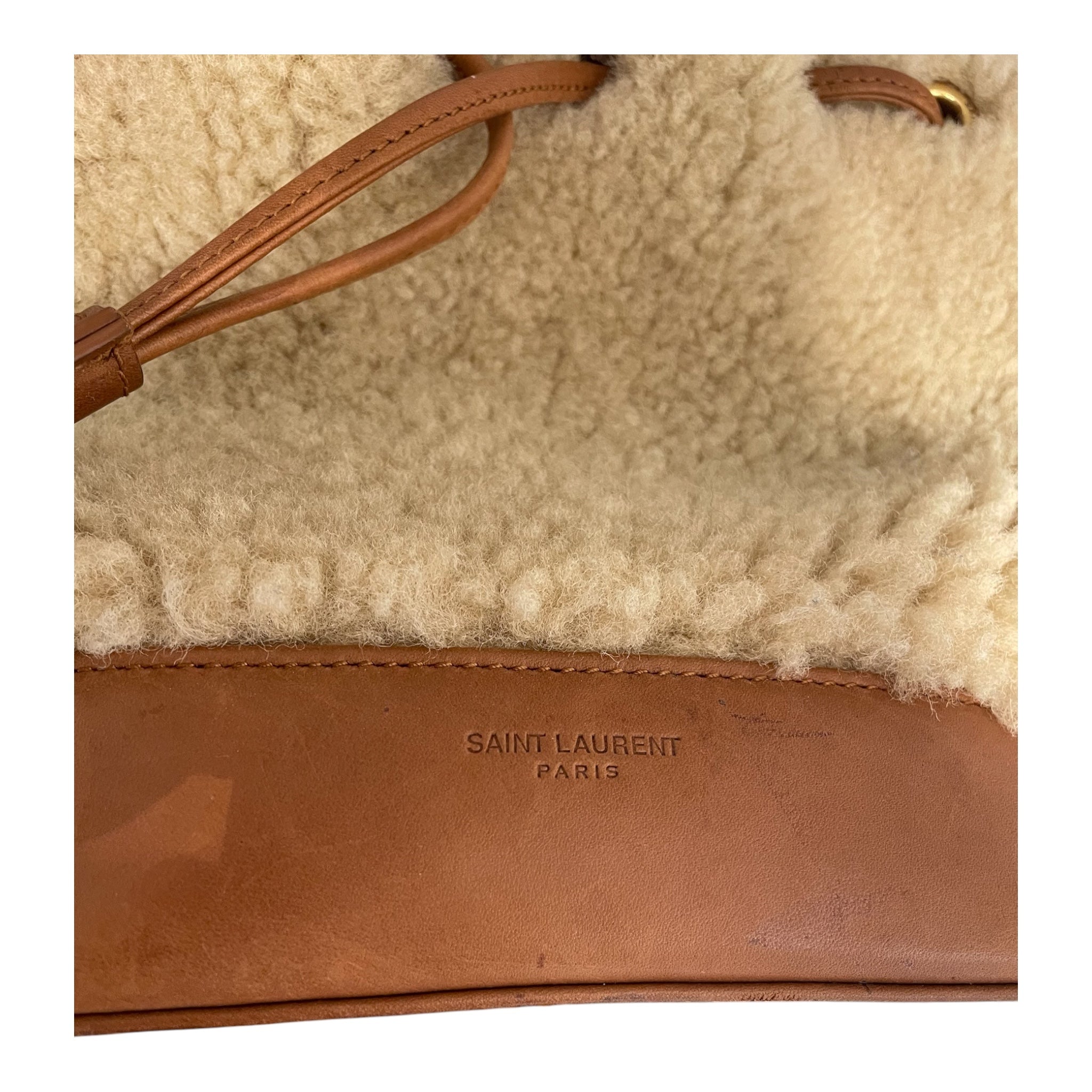 SAINT LAURENT/Cross Body Bag/Fake Fur/CRM/SHERLING BUCKET BAG view 7