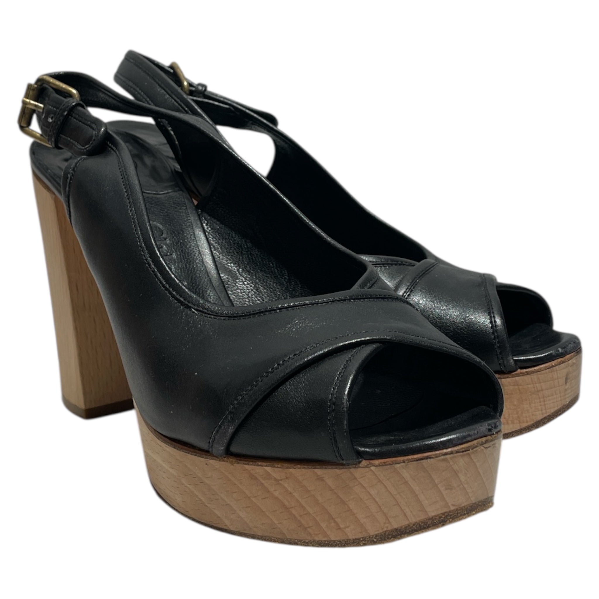 Chloe/Heels/EU 40/BLK/Wooden Heel Open Toe Black view 1