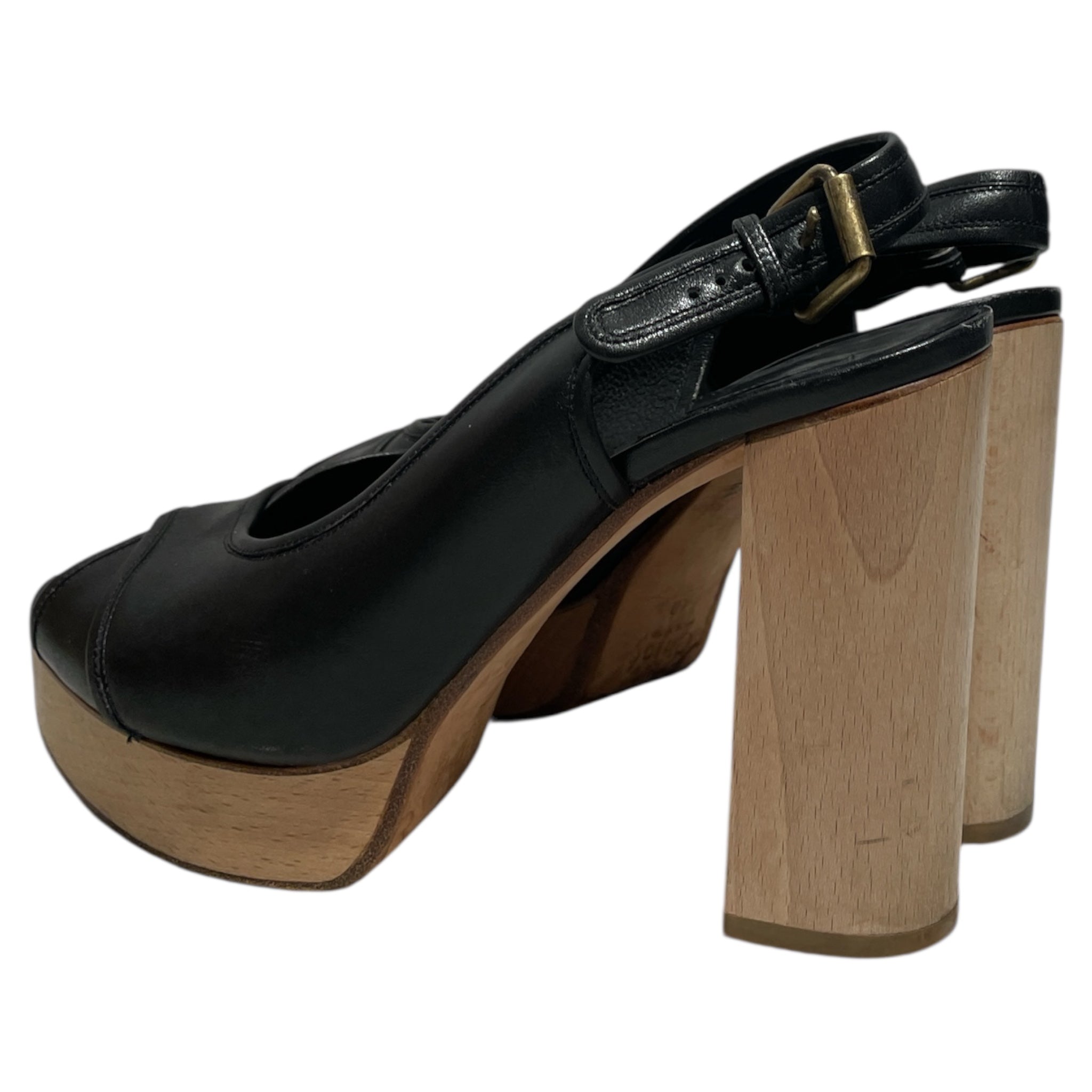 Chloe/Heels/EU 40/BLK/Wooden Heel Open Toe Black view 2