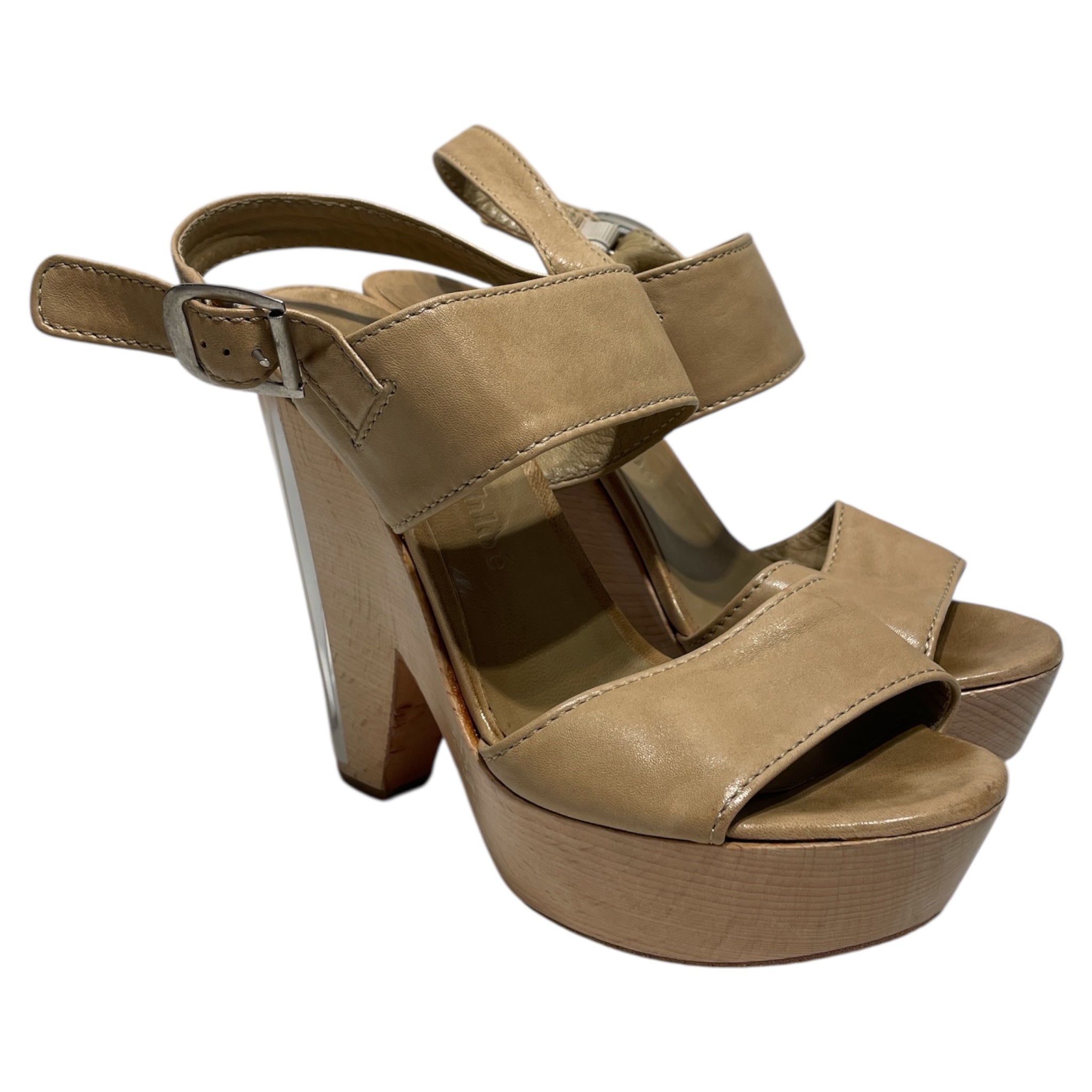 Chloe/Heels/EU 40.5/BEG/Open-Toe/Wooden Heel Transparent view 1