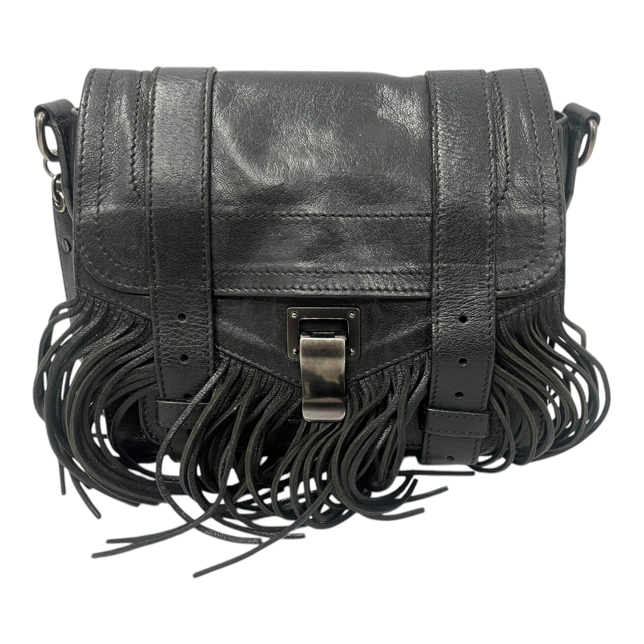 PROENZA SCHOULER/Cross Body Bag/S/Leather/BLK/LAMBSKIN TINY FRINGE BAG view 4