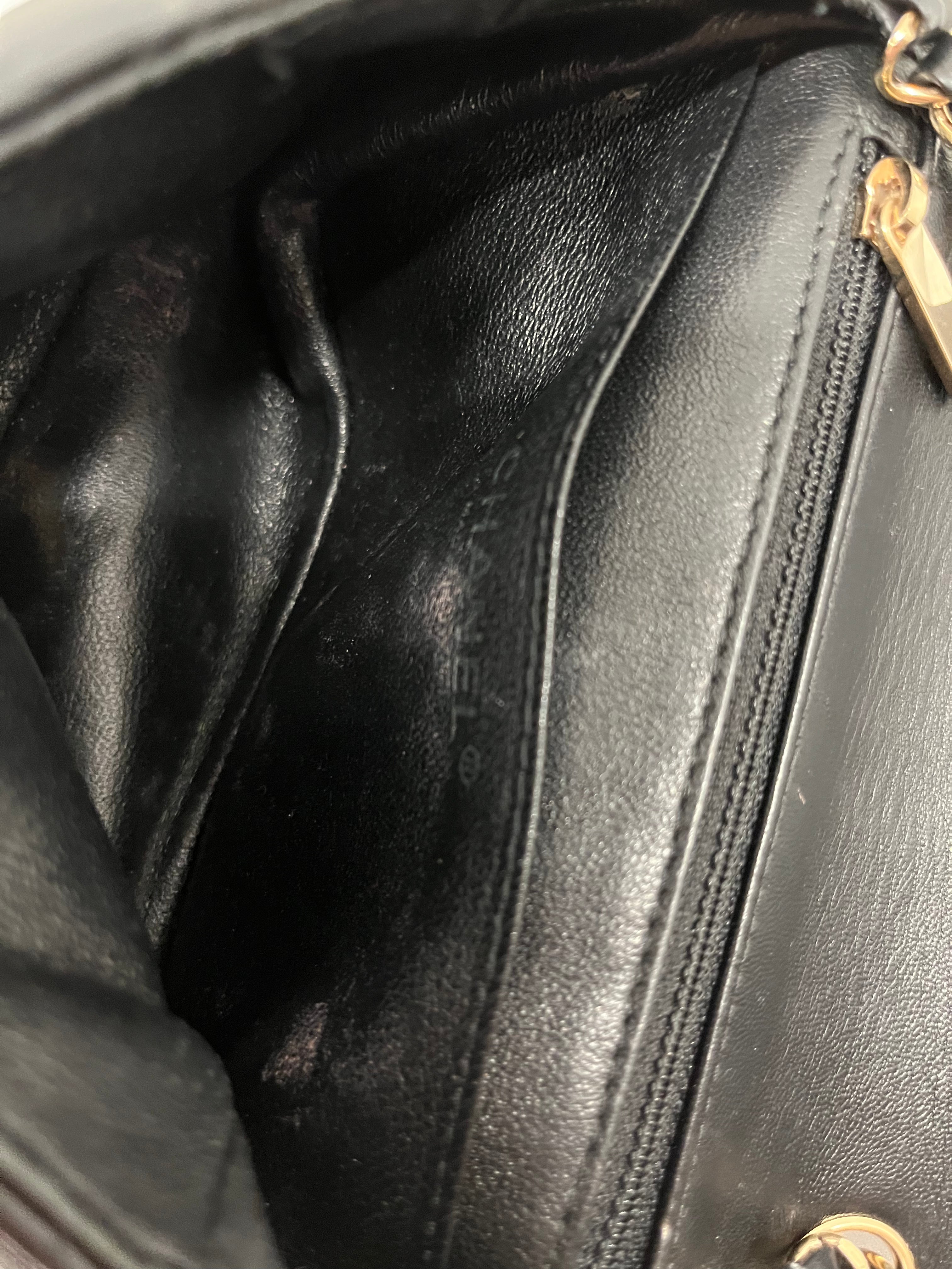 CHANEL/Cross Body Bag/Leather/BLK/MINI FLAP, GOLD CHAIN view 4
