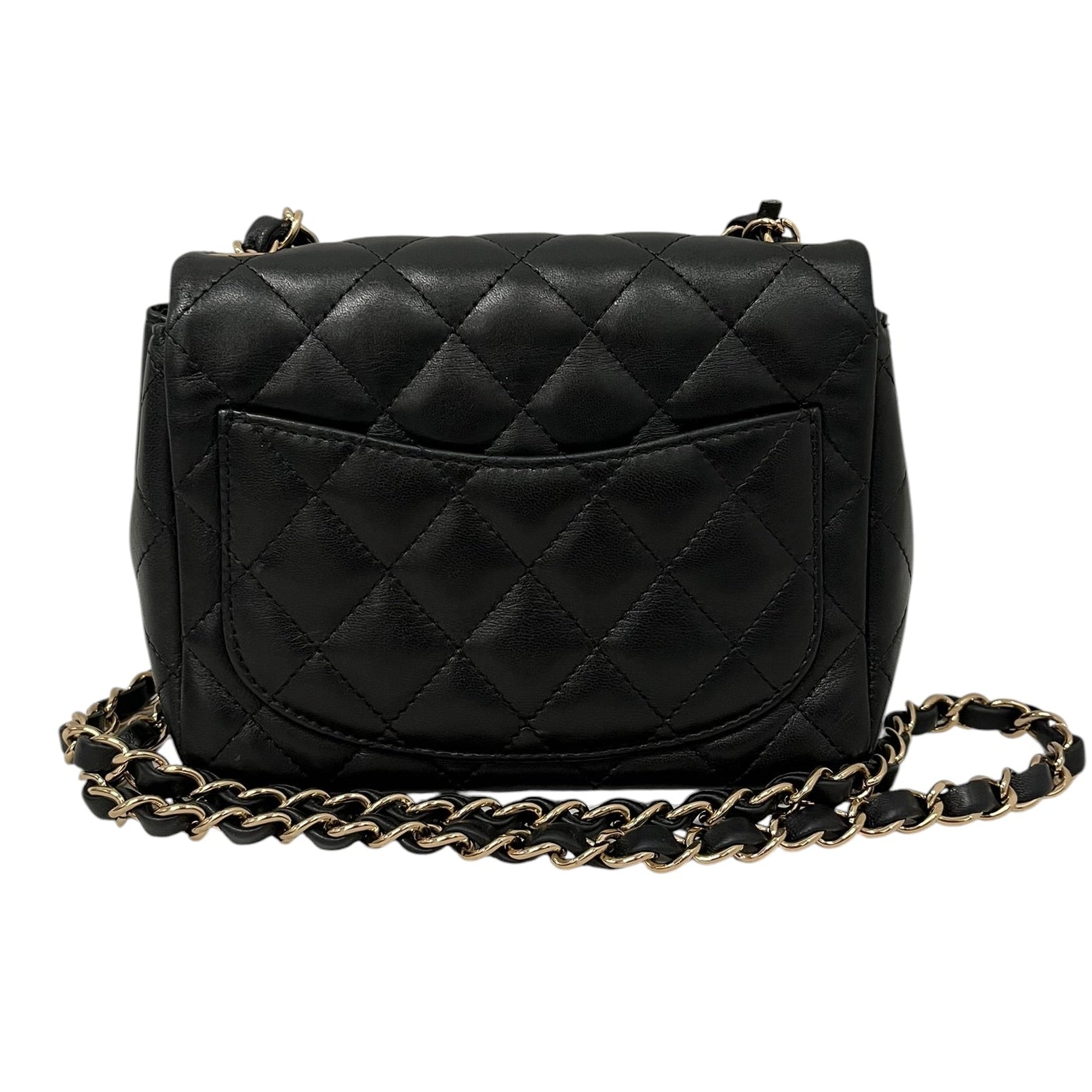 CHANEL/Cross Body Bag/Leather/BLK/MINI FLAP, GOLD CHAIN view 2