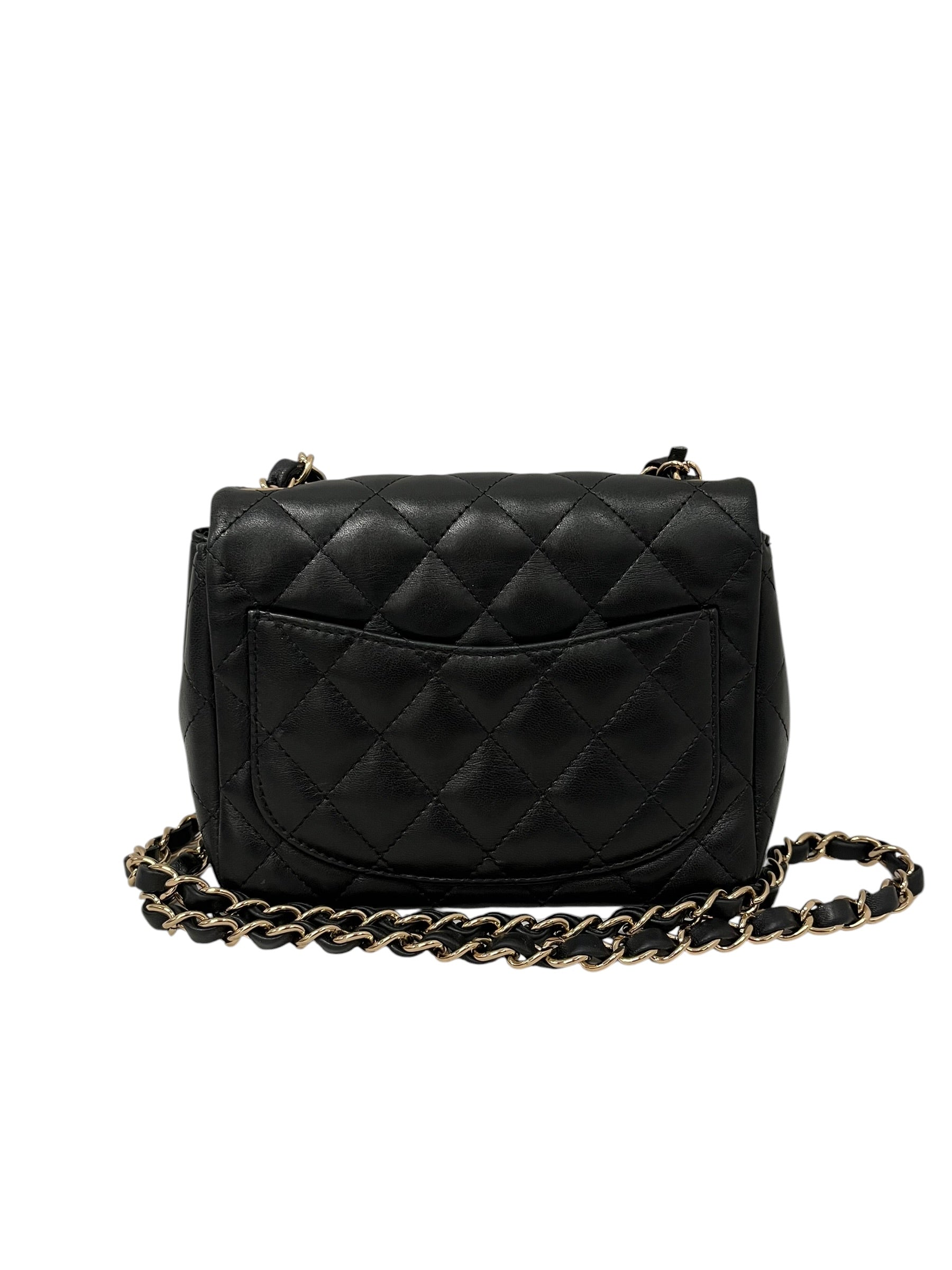 CHANEL/Cross Body Bag/Leather/BLK/MINI FLAP, GOLD CHAIN view 2