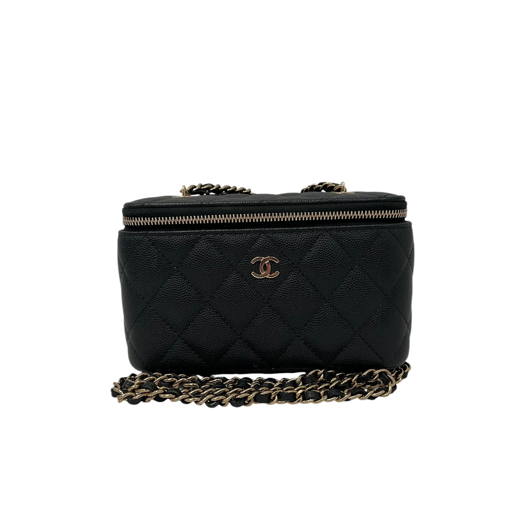 CHANEL/Cross Body Bag/Leather/BLK/CAVIAR LEATHER MAKEUP BAG