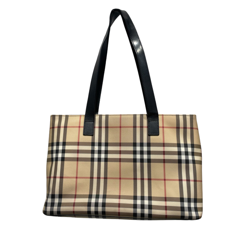 BURBERRY LONDON/Tote Bag/Plaid/BEG/COATED CANVAS TOTE BAG