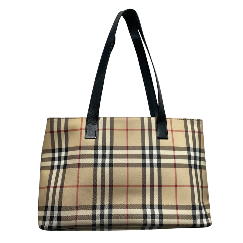 BURBERRY LONDON/Tote Bag/Plaid/BEG/COATED CANVAS TOTE BAG