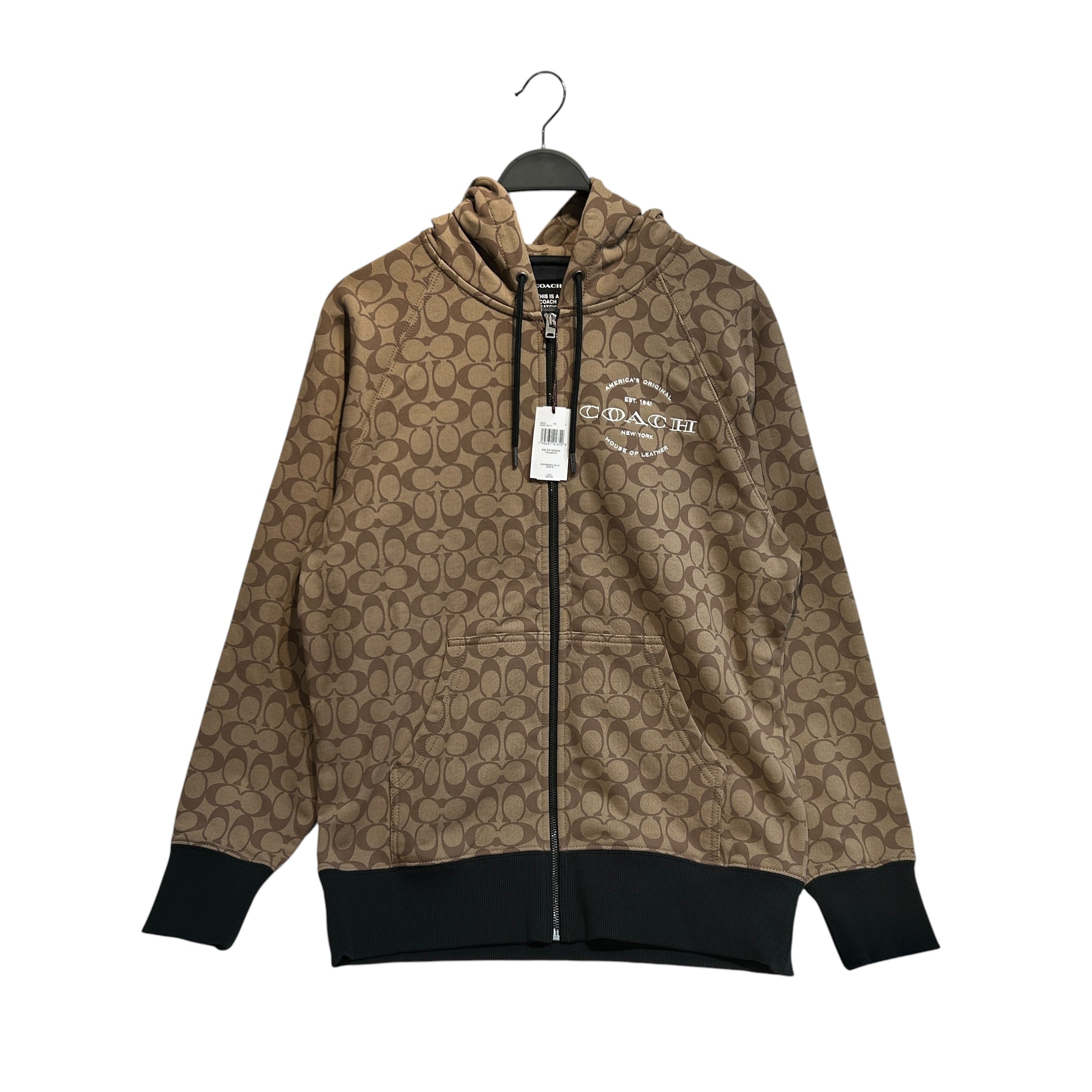 COACH/Zip Up Hoodie/S/Monogram/Cotton/CML/All Over Monogram view 1