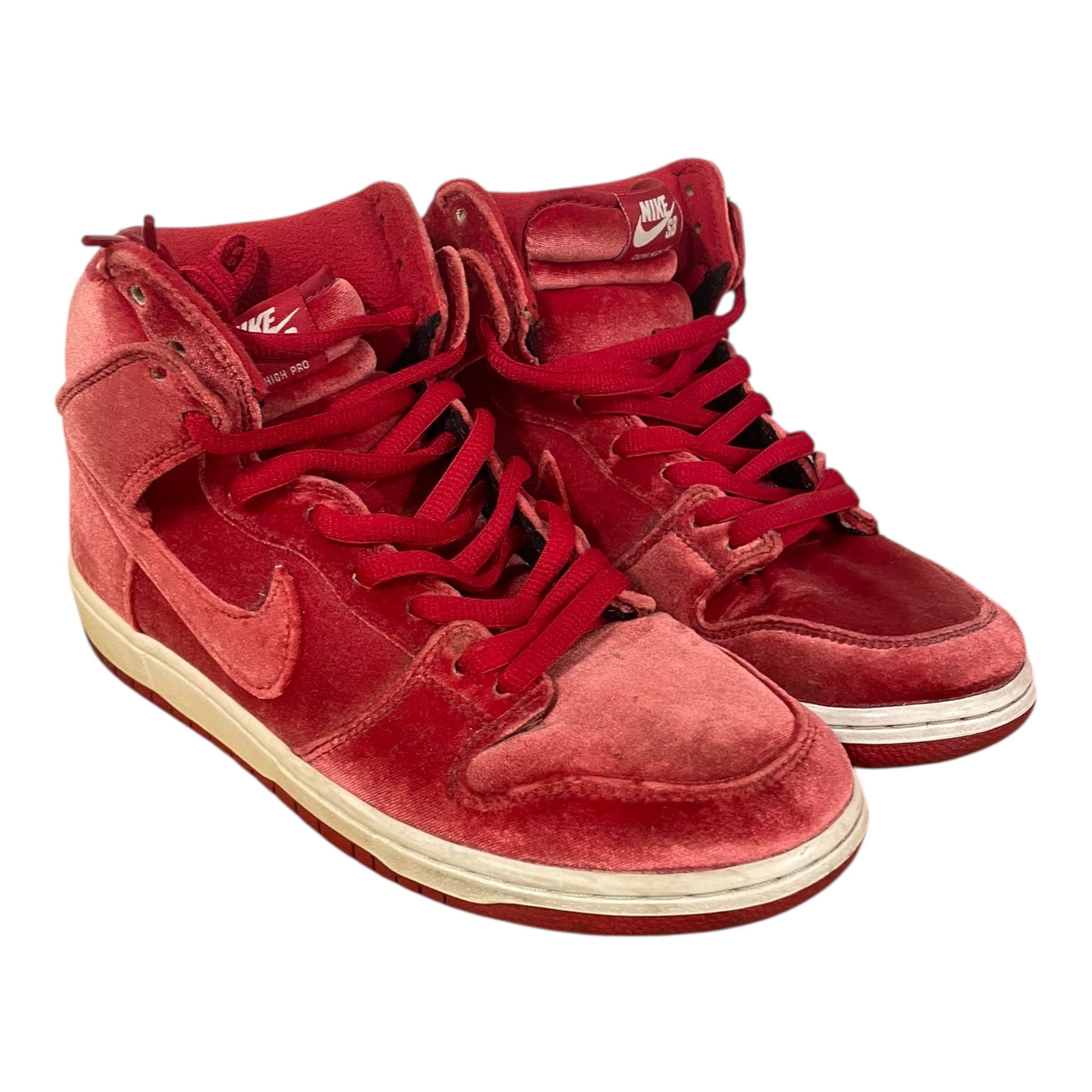 NIKE/Hi-Sneakers/US 9.5/Suede/RED/red velvet nike sb view 1