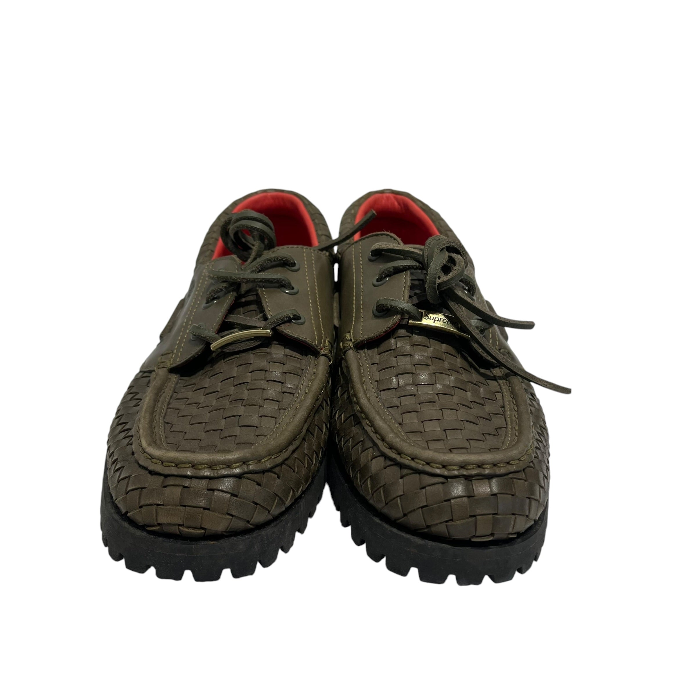 Supreme/Timberland/Deck Shoes/US 8.5/Leather/GRN/WOVEN LEATHER BOAT SHOES view 2