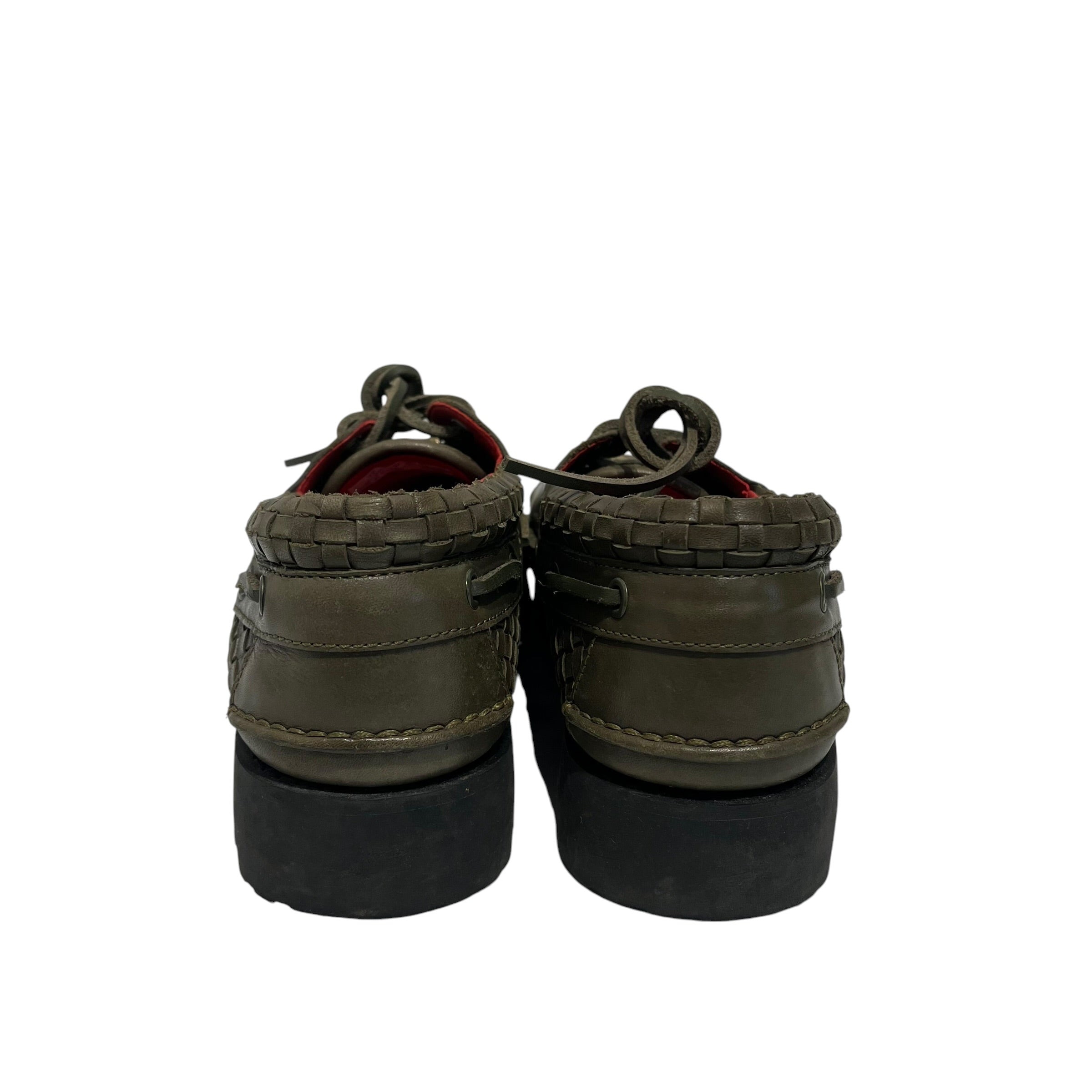 Supreme/Timberland/Deck Shoes/US 8.5/Leather/GRN/WOVEN LEATHER BOAT SHOES view 4