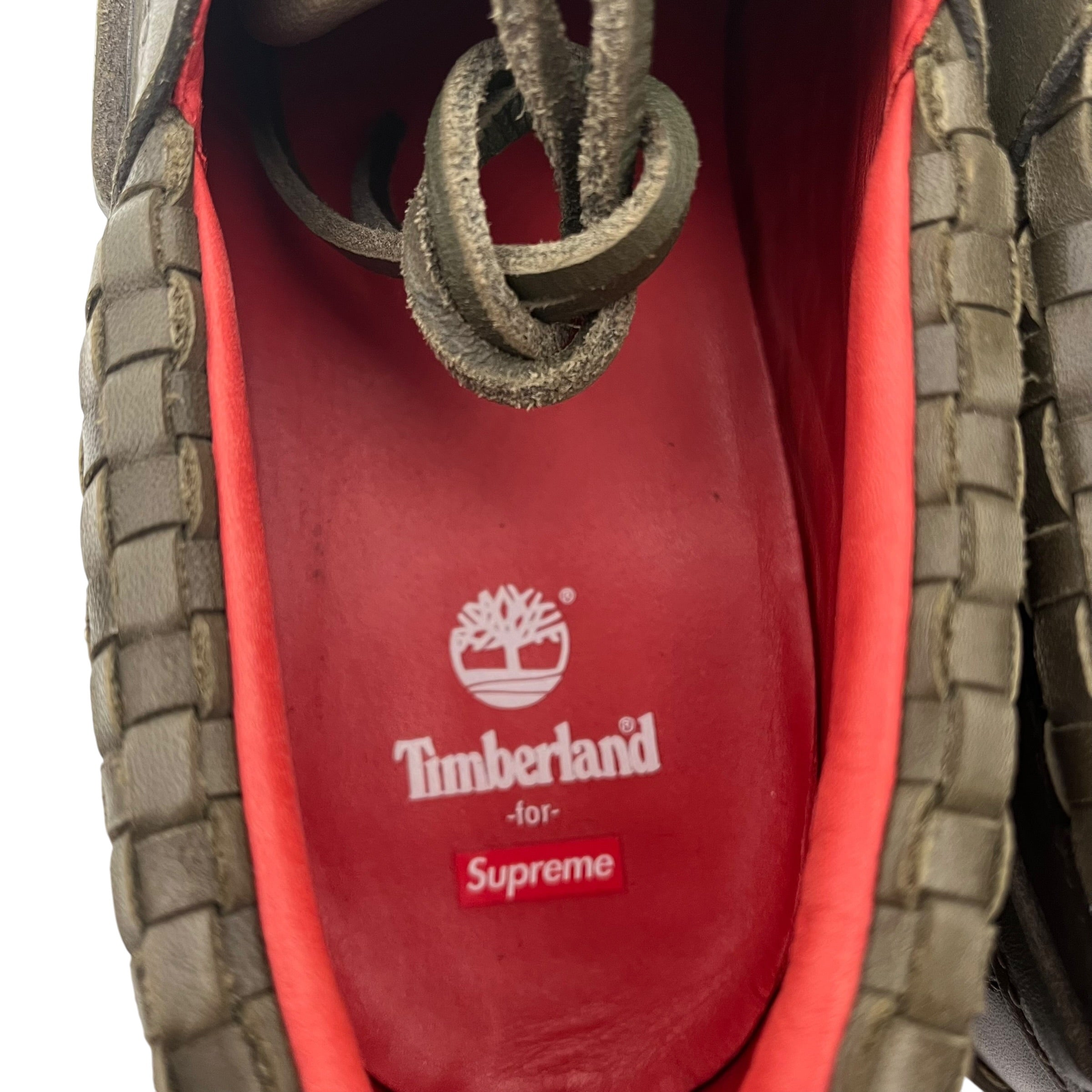 Supreme/Timberland/Deck Shoes/US 8.5/Leather/GRN/WOVEN LEATHER BOAT SHOES view 6