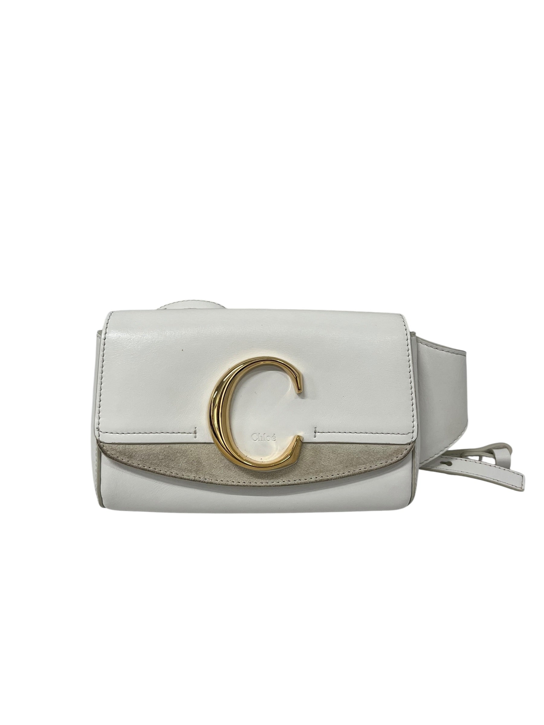 Chloe/Fanny Pack/Leather/WHT/GOLD C FRONT view 1