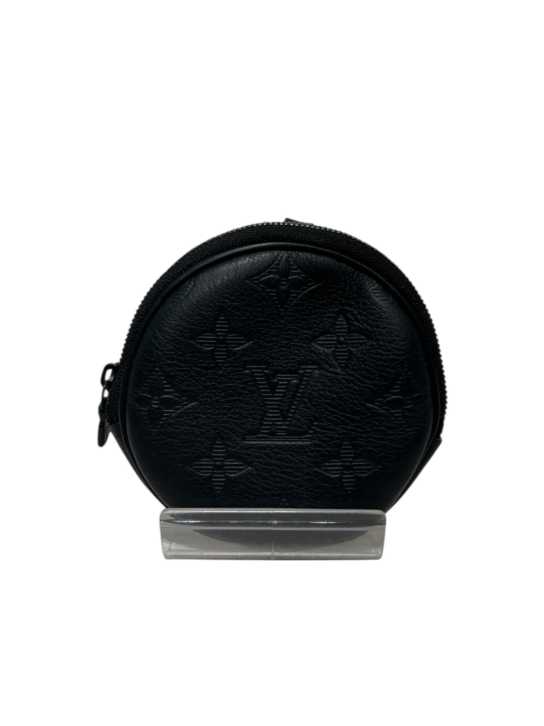LOUIS VUITTON/Pouch/All Over Print/Leather/BLK/coin case view 1