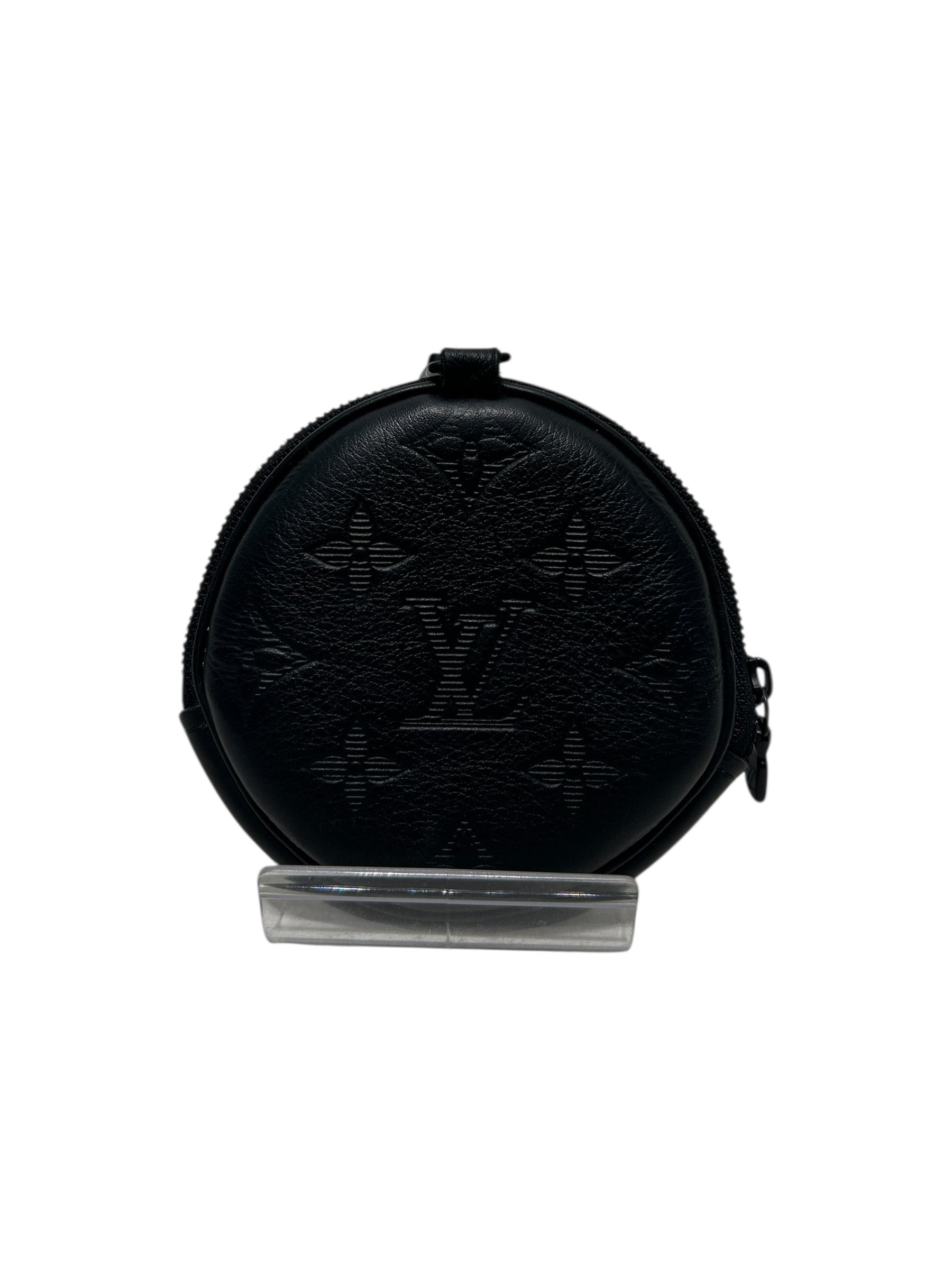 LOUIS VUITTON/Pouch/All Over Print/Leather/BLK/coin case view 2