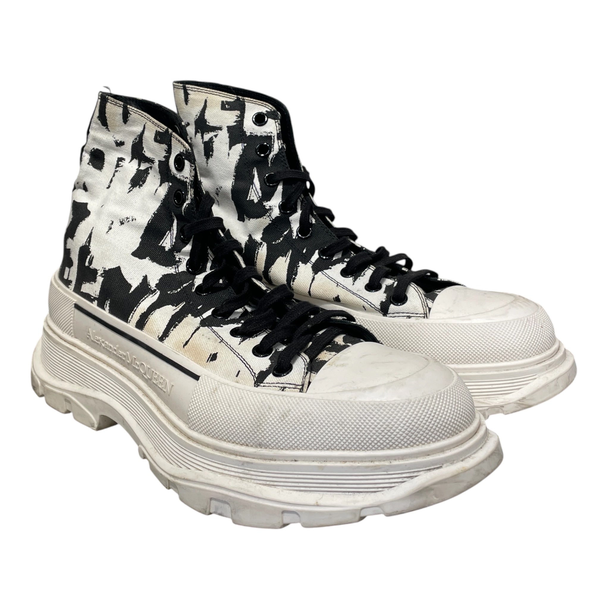 Alexander McQueen/Hi-Sneakers/EU 45/All Over Print/Cotton/BLK/PLATFORM LACE UP SNEAKER view 1
