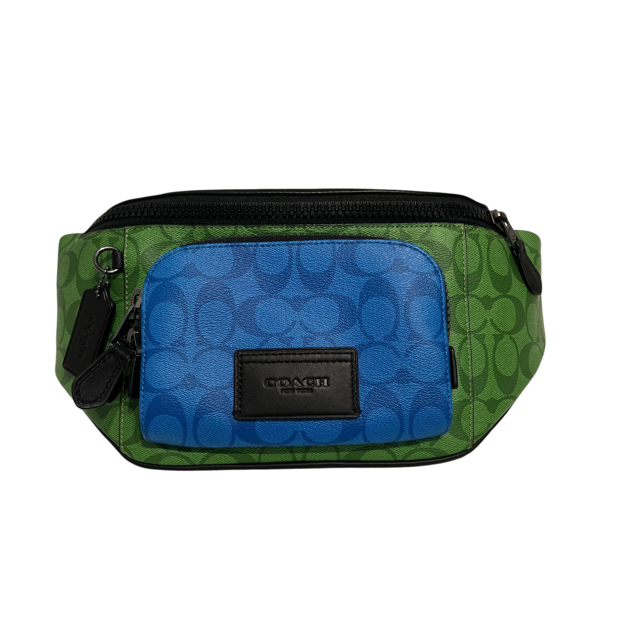 COACH/Fanny Pack/All Over Print/Leather/GRN/ Multi Block Track Bag GRN/BLU view 1