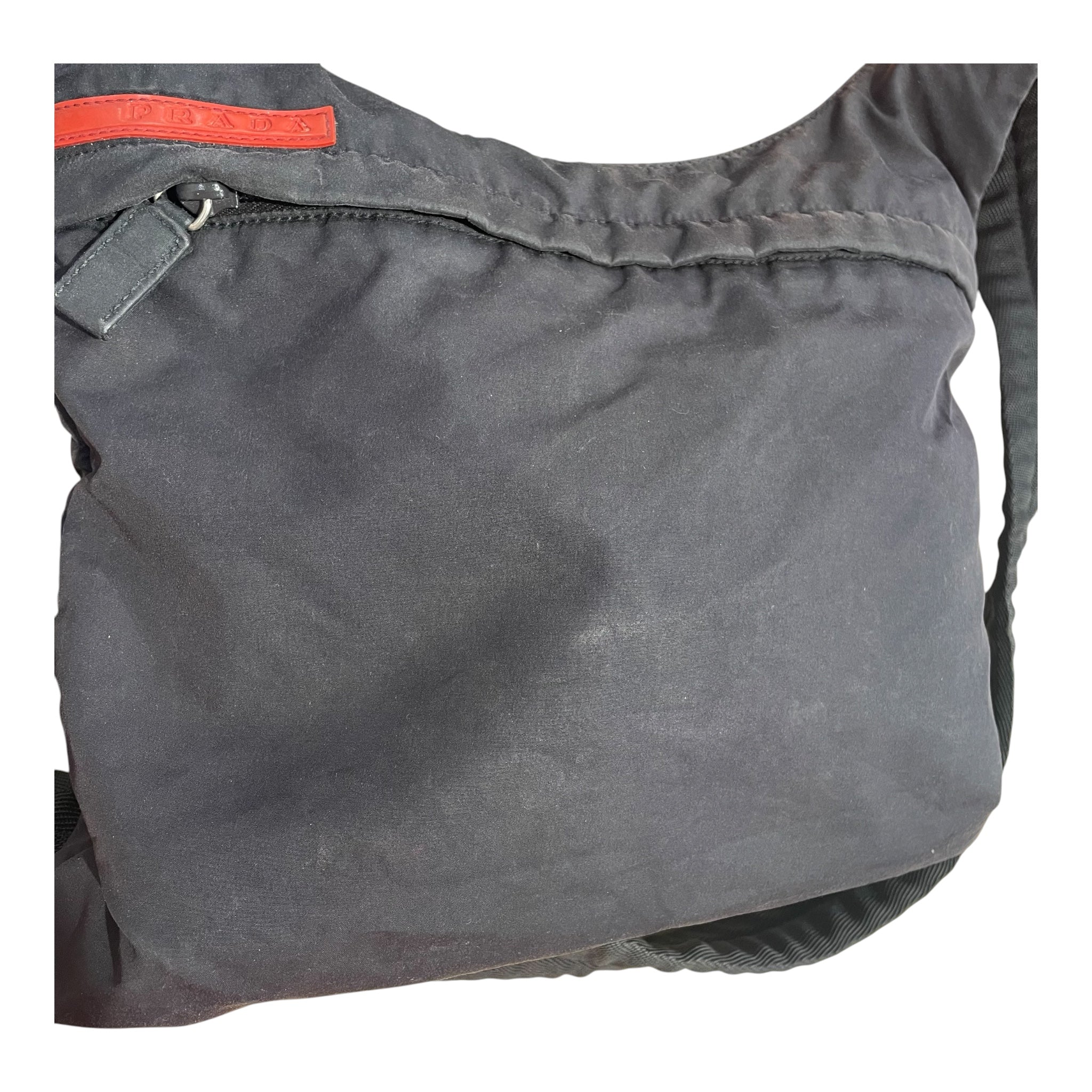PRADA/Cross Body Bag/Nylon/BLK/ZIP POCKET RED LOGO view 9