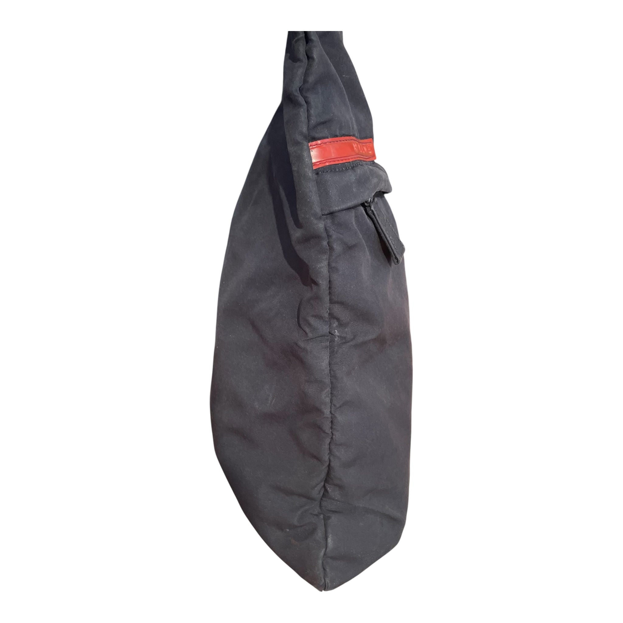 PRADA/Cross Body Bag/Nylon/BLK/ZIP POCKET RED LOGO view 7
