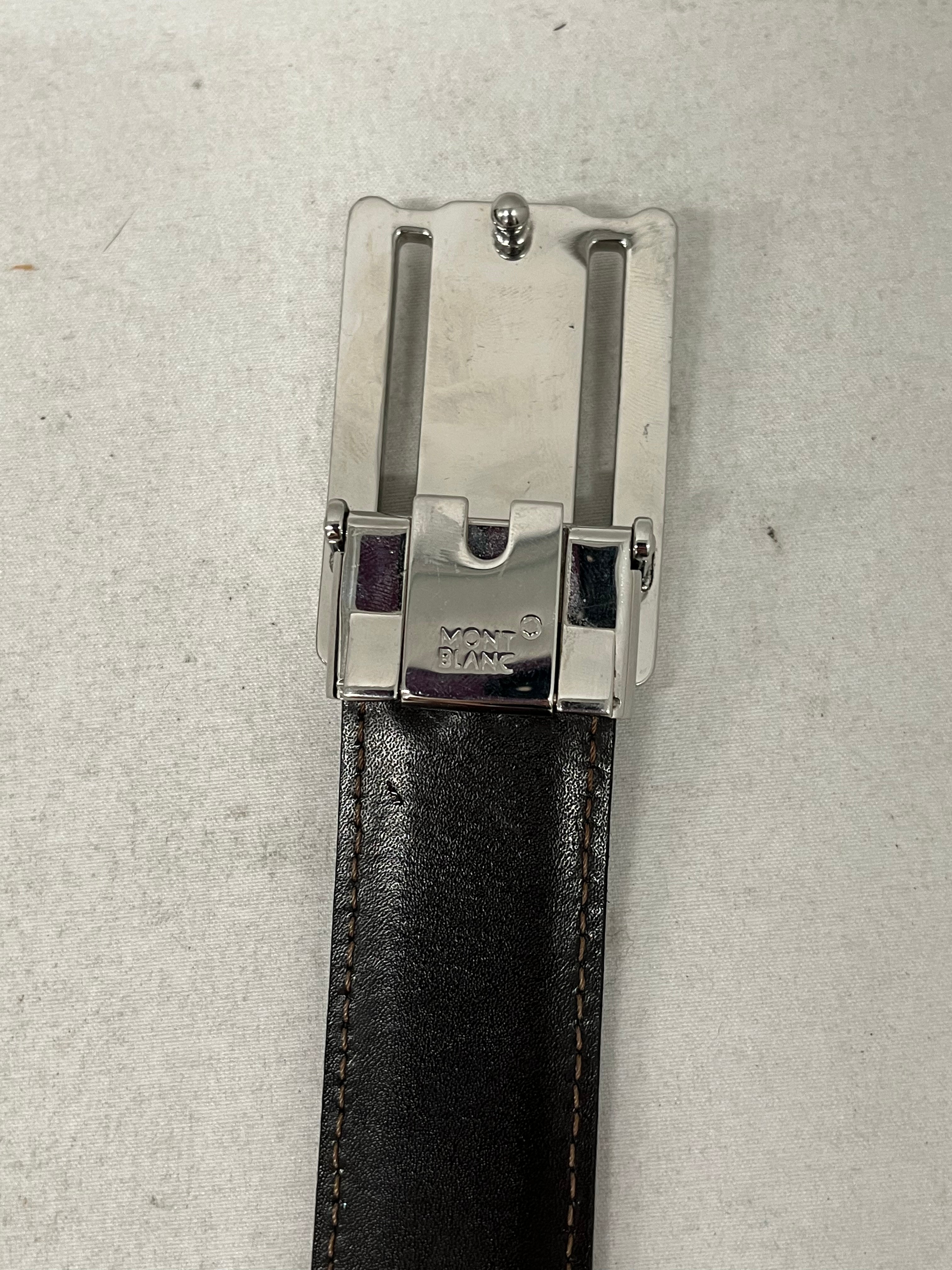 MONTBLANC/Belt/Leather/BLK/BRW & BLK BELT, SILVER BUCKLE view 3