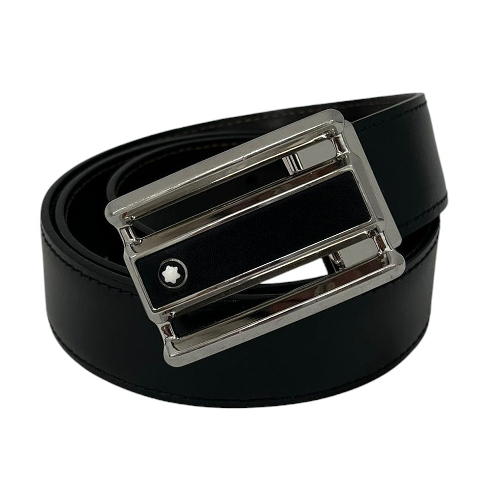 MONTBLANC/Belt/Leather/BLK/BRW & BLK BELT, SILVER BUCKLE view 1