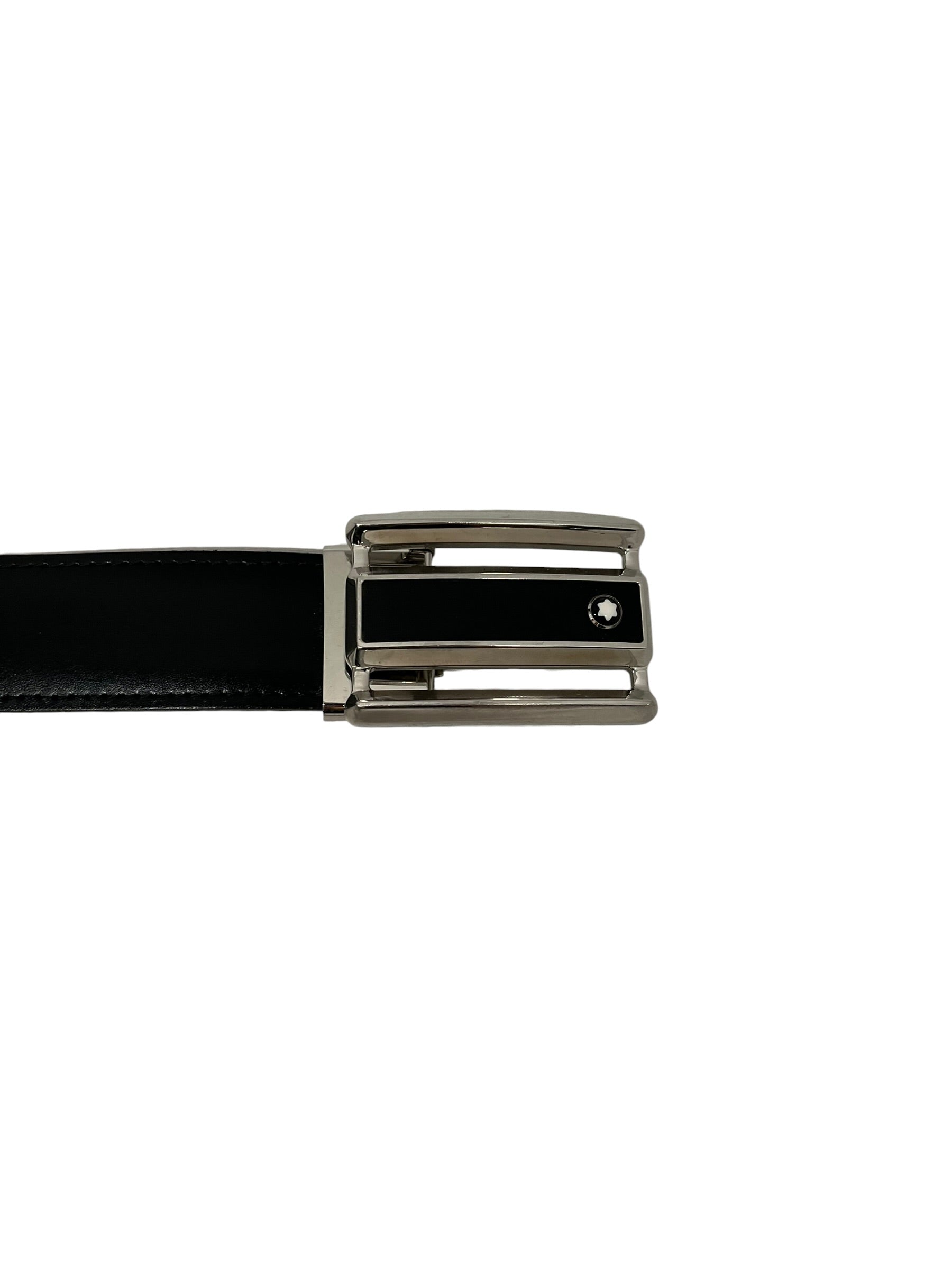 MONTBLANC/Belt/Leather/BLK/BRW & BLK BELT, SILVER BUCKLE view 2