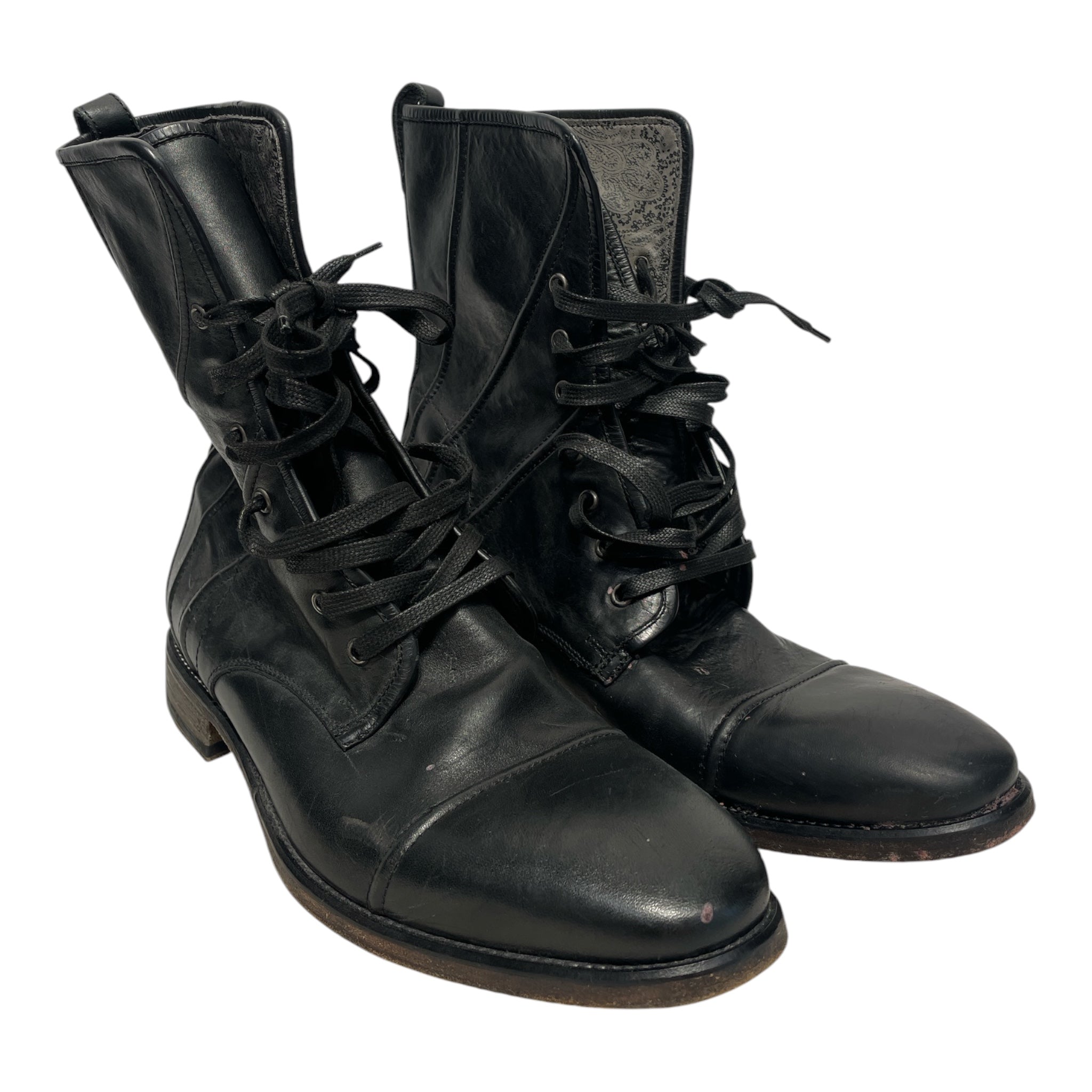 john varvatos/Lace Up Boots/US 10/Leather/BLK/PAISLEY LINING view 1