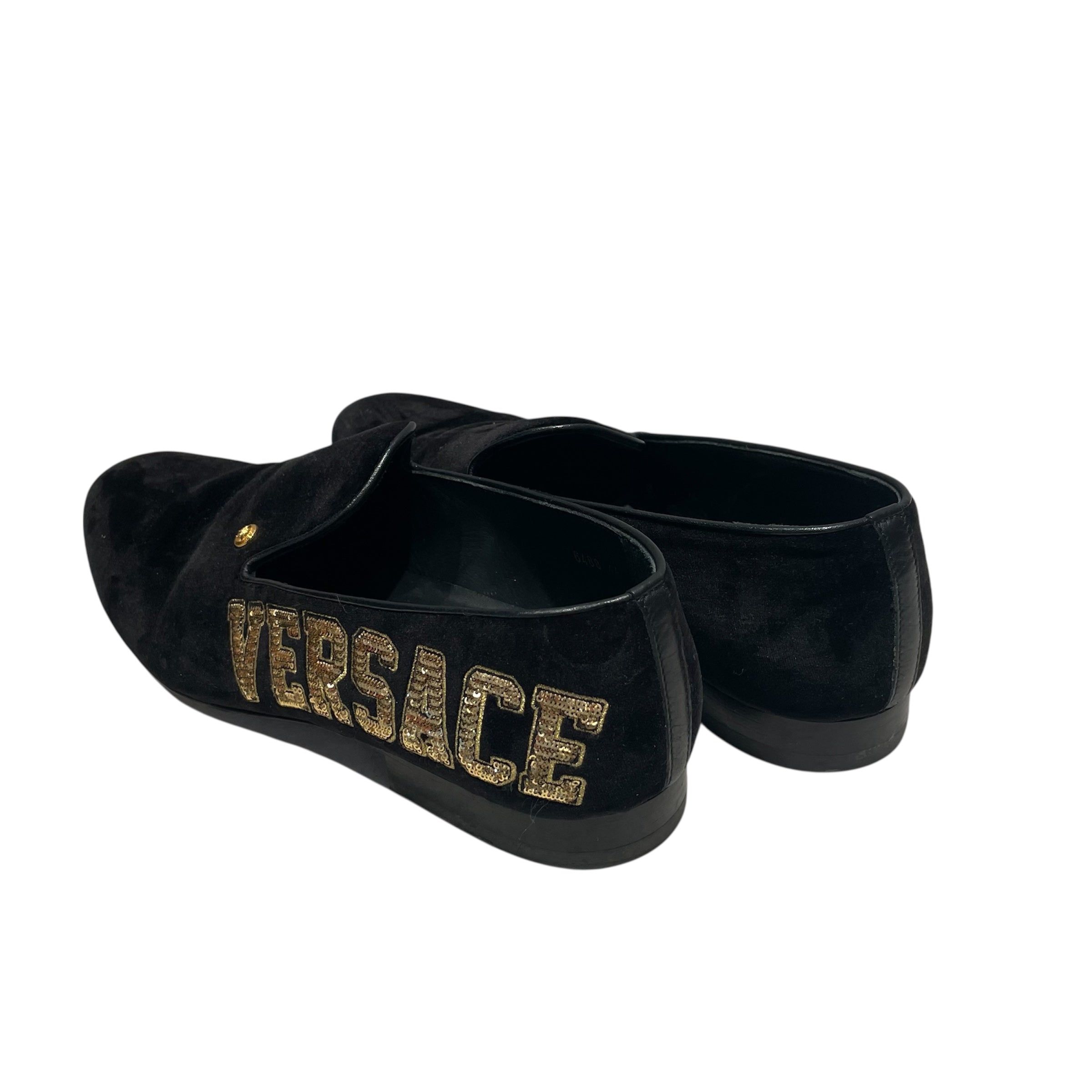 VERSACE/Loafers/US 11/Suede/BLK/VELVET SEQUINNED SIDE LOGO view 2