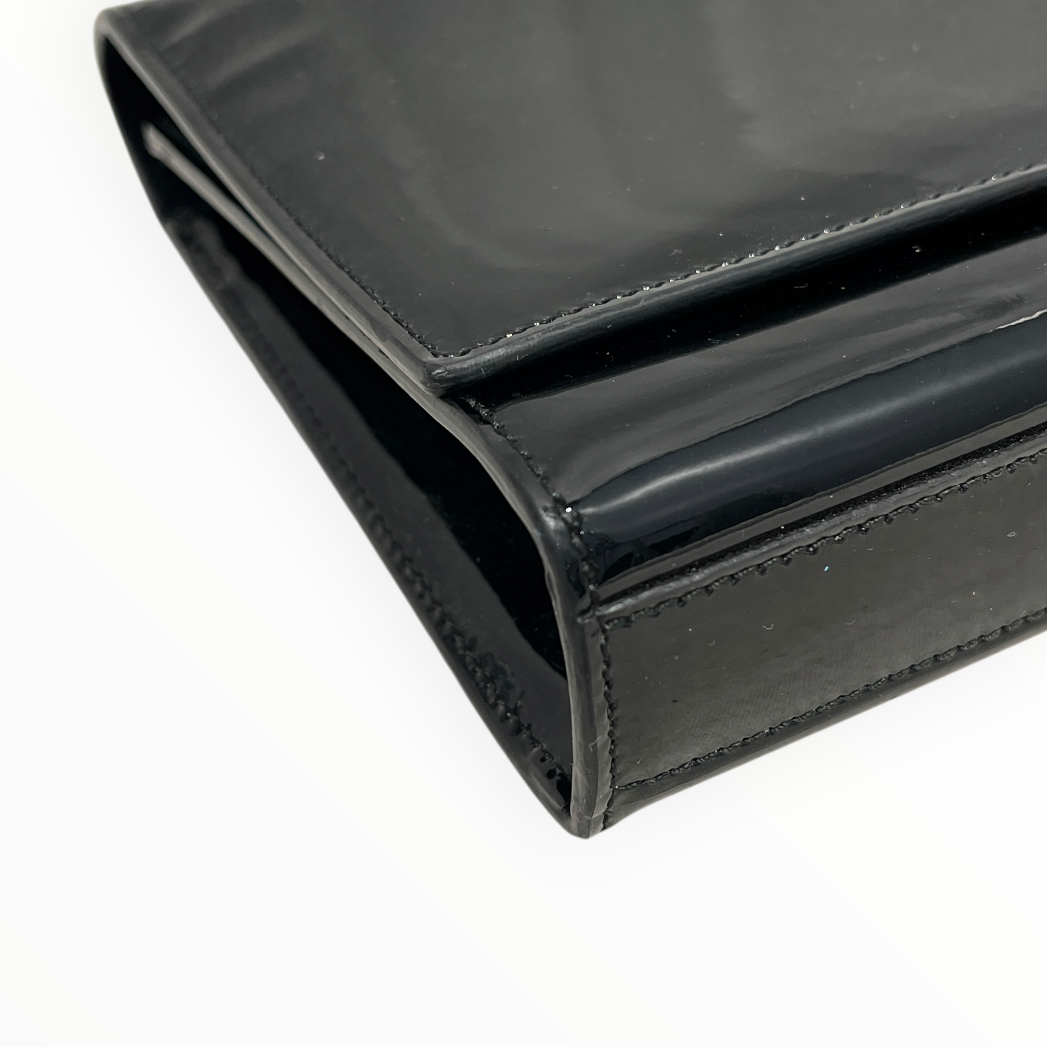 SAINT LAURENT/Clutch Bag/Leather/BLK/PATENT CASSANDRE/GOLD HARDWARE view 8