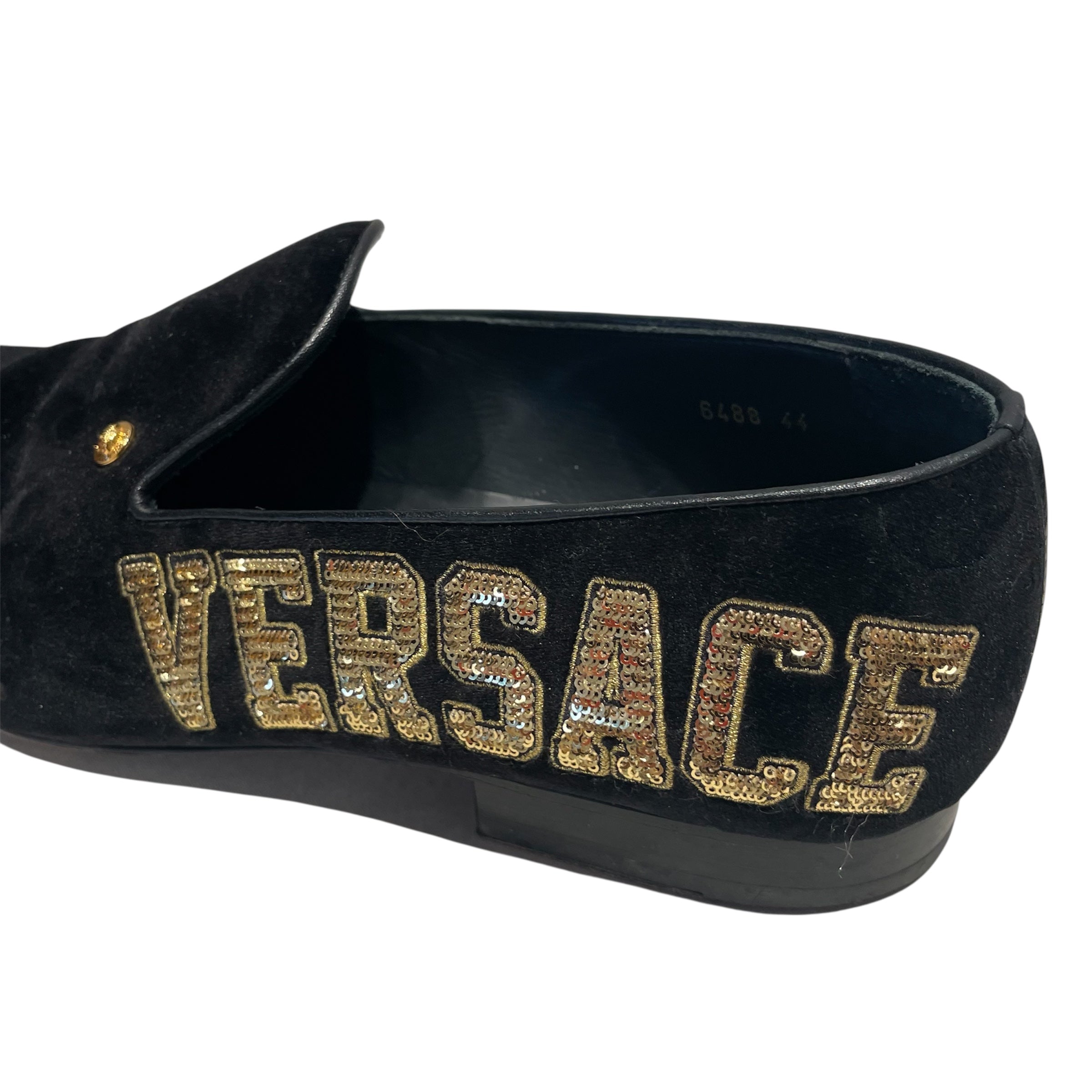 VERSACE/Loafers/US 11/Suede/BLK/VELVET SEQUINNED SIDE LOGO view 4