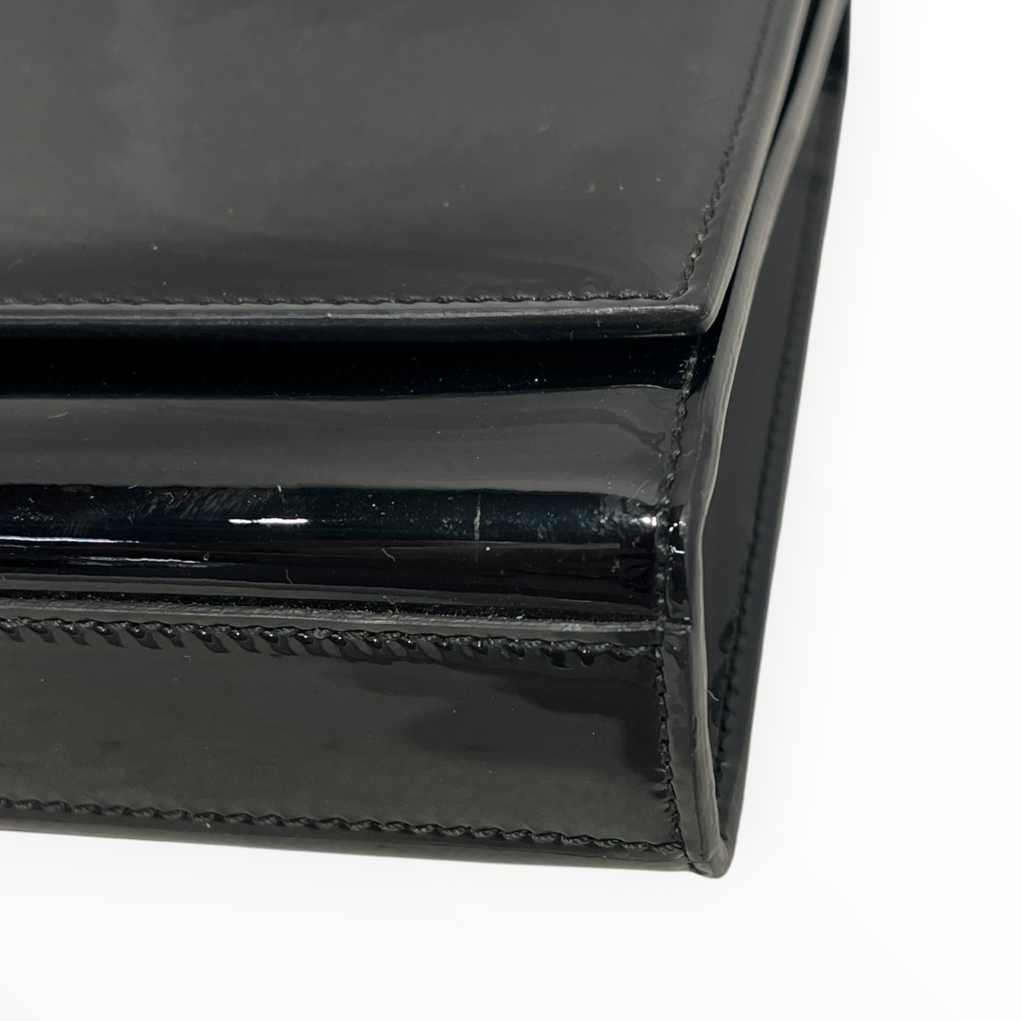 SAINT LAURENT/Clutch Bag/Leather/BLK/PATENT CASSANDRE/GOLD HARDWARE view 7