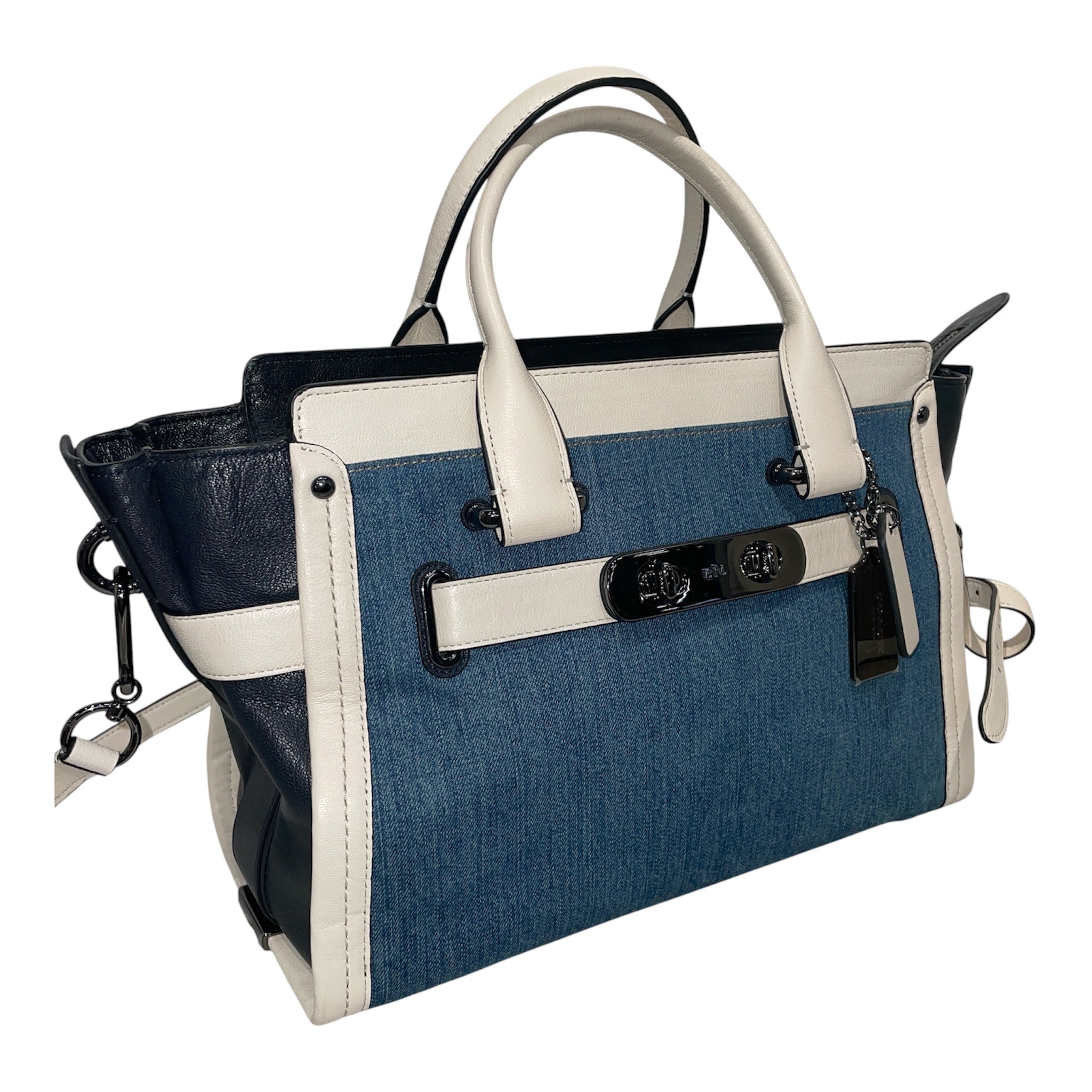 COACH/Hand Bag/Leather/NVY/Swagger Carryall In Denim view 5